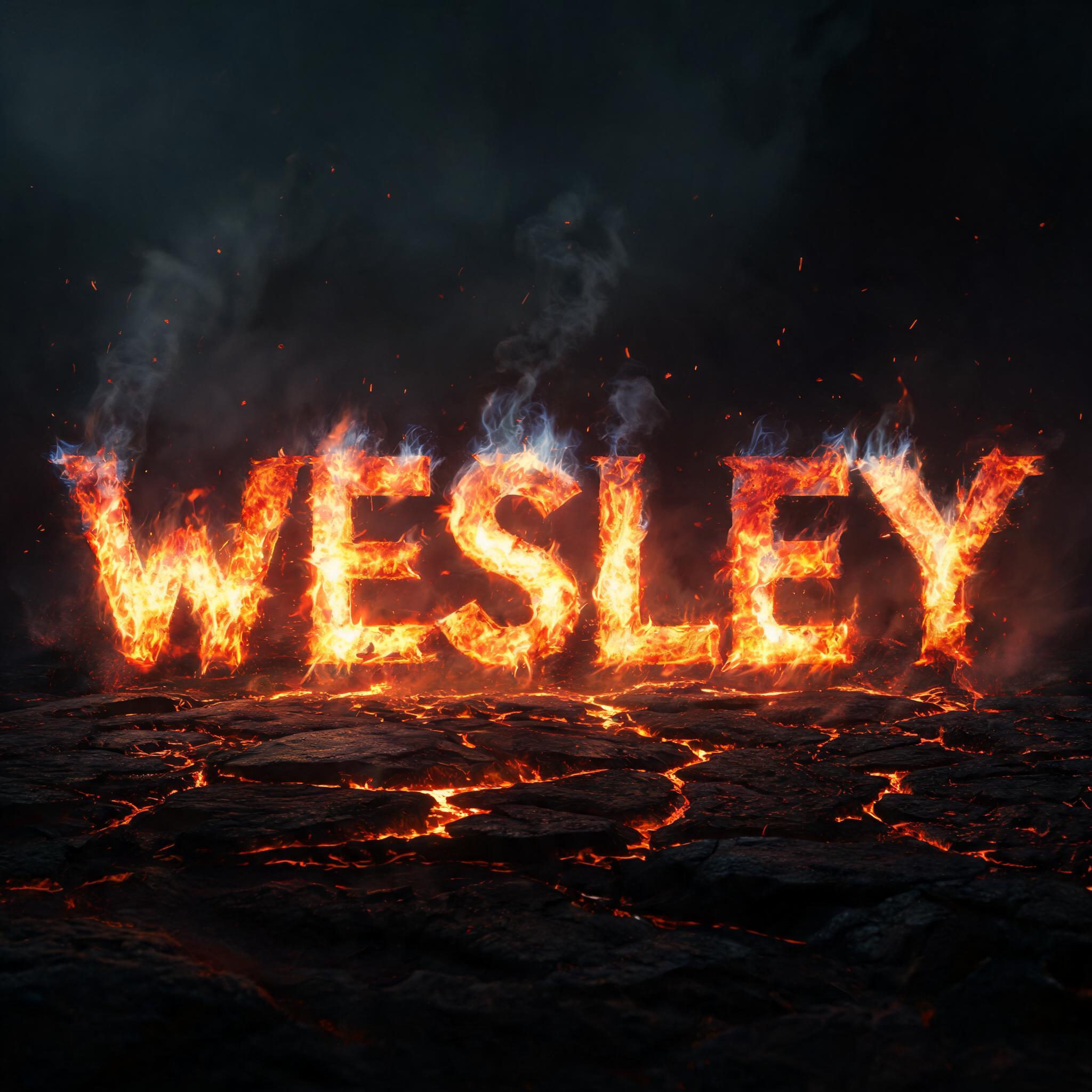 "WESLEY" — Fire Smoke | AI Text Effect Generator