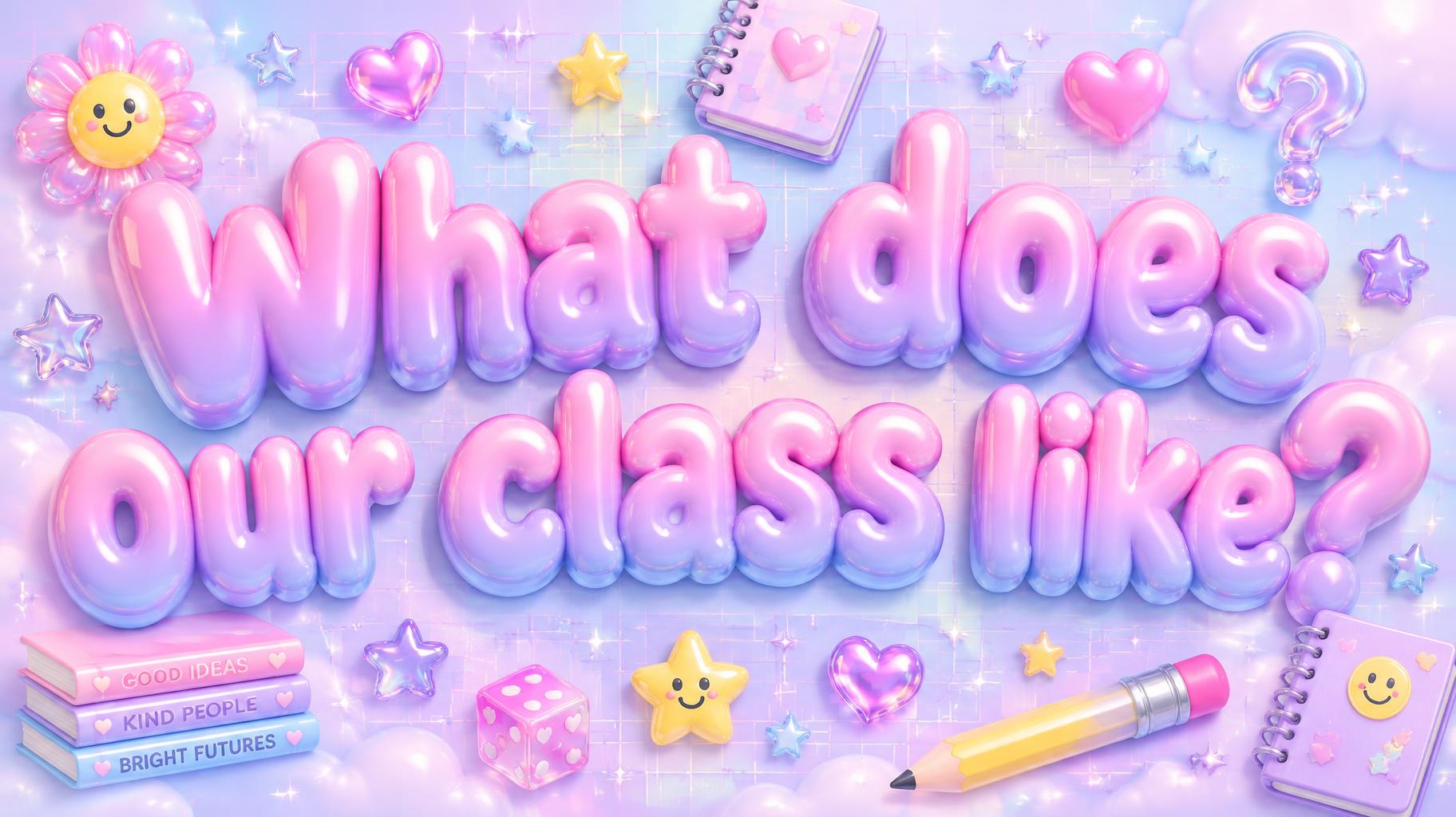 "What does our class like?" — Y2k Bubbly | AI Text Effect Generator