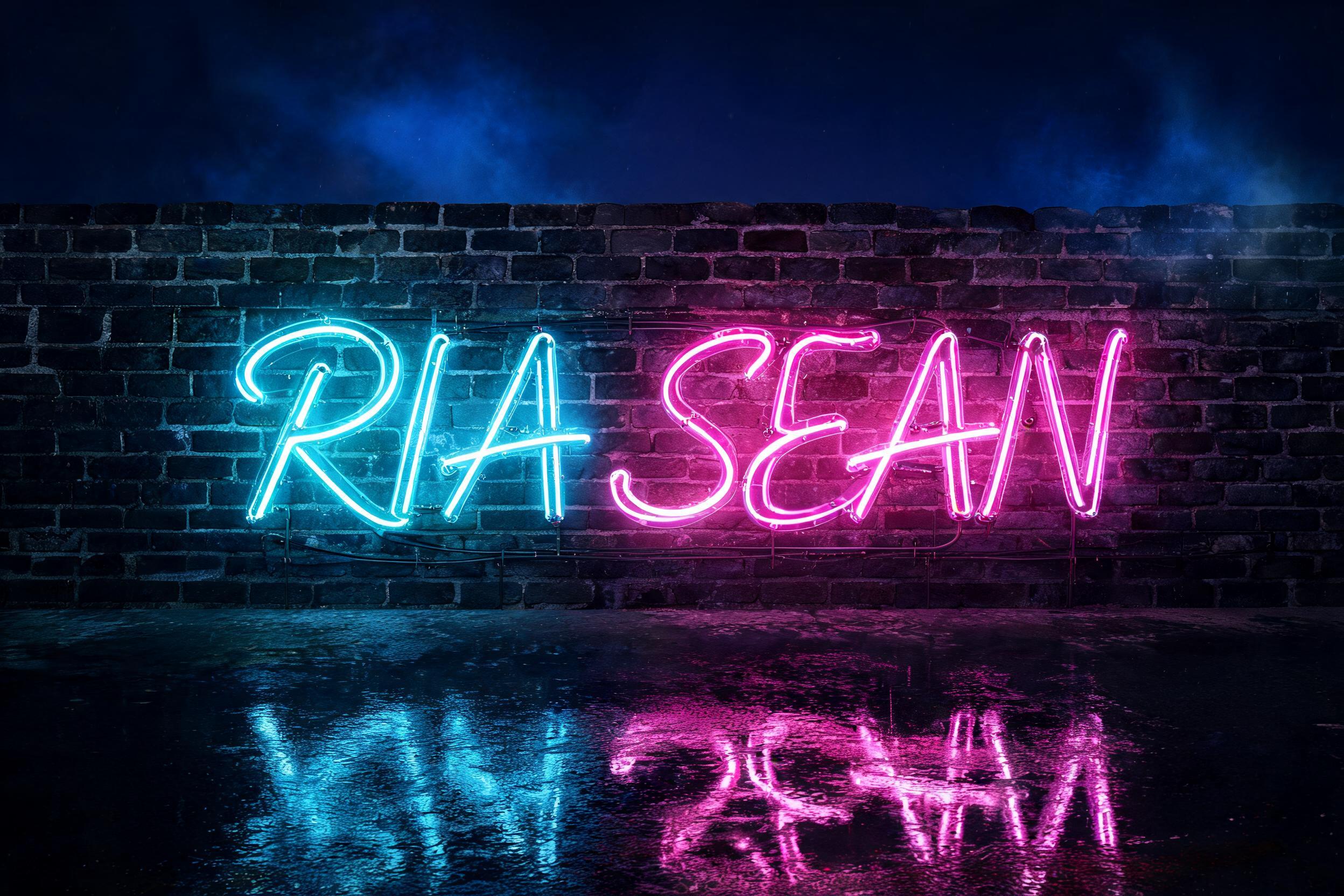 "RIA SEAN" — Neon Glow | AI Text Effect Generator
