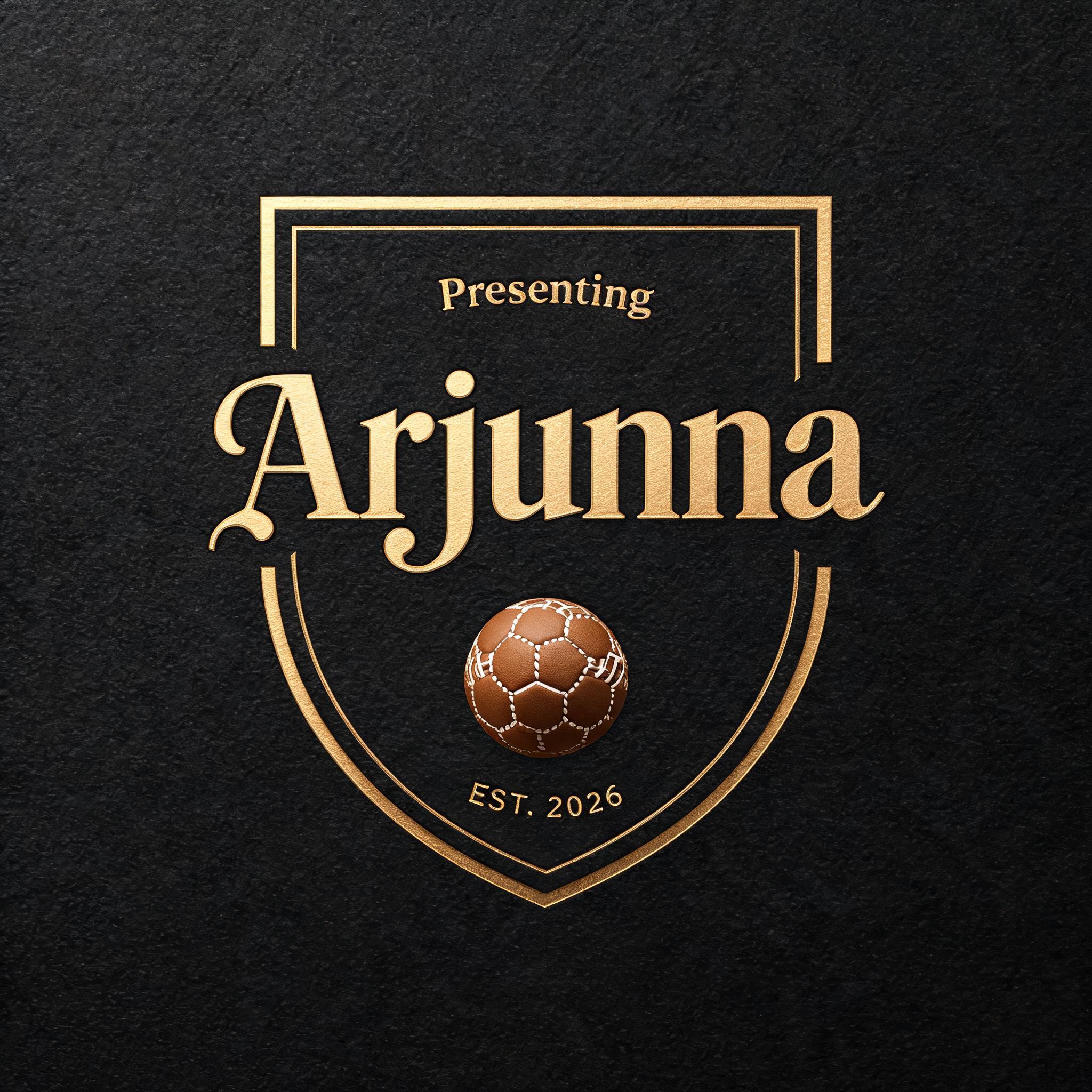 "Presenting Arjunna 
Est. 2026" — elegant script text effect