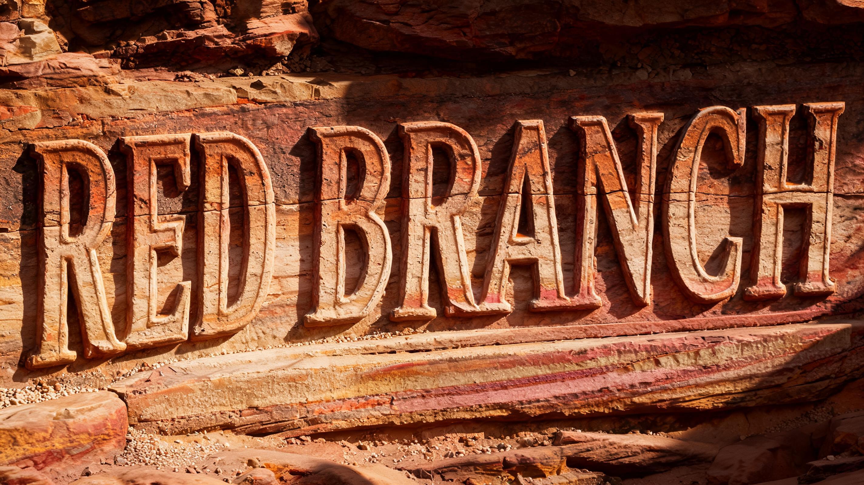 "RED BRANCH" — Sand Stone | AI Text Effect Generator