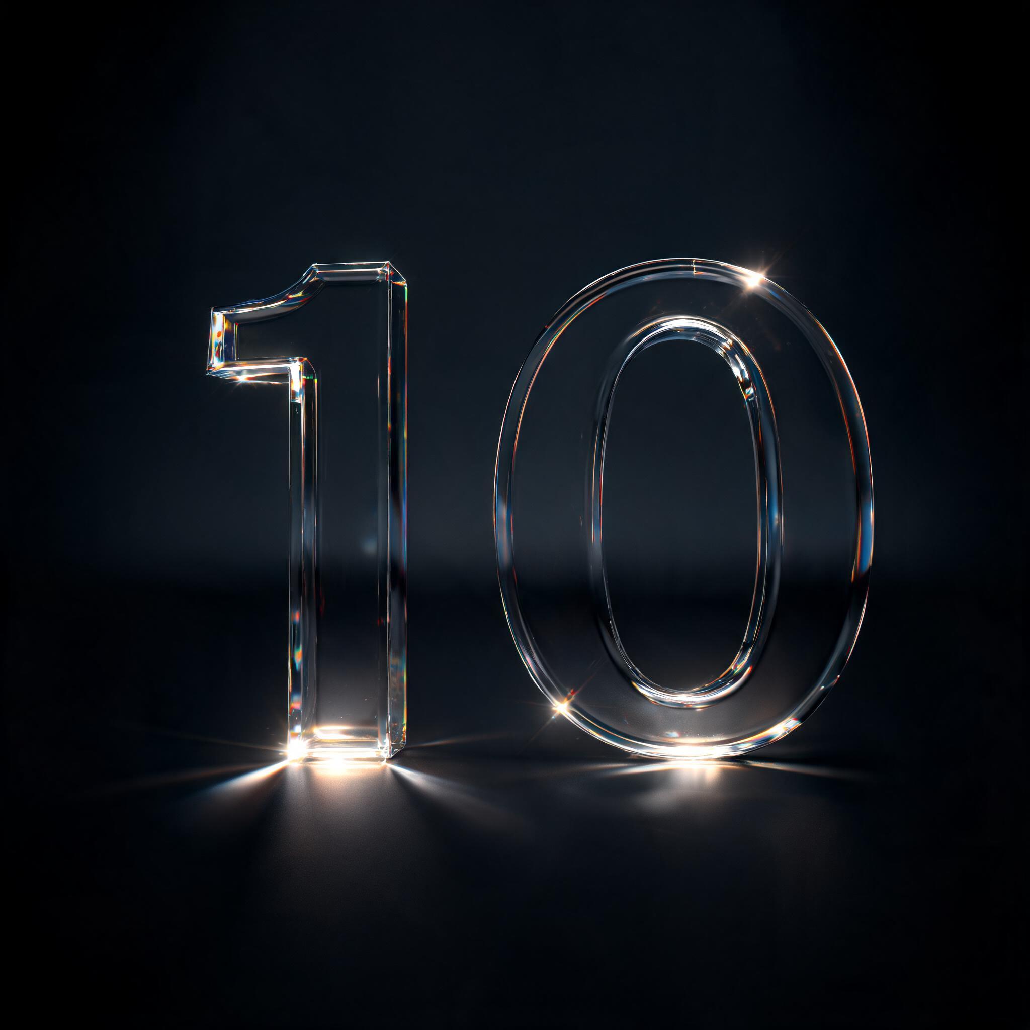 "10" — Glass | AI Text Effect Generator