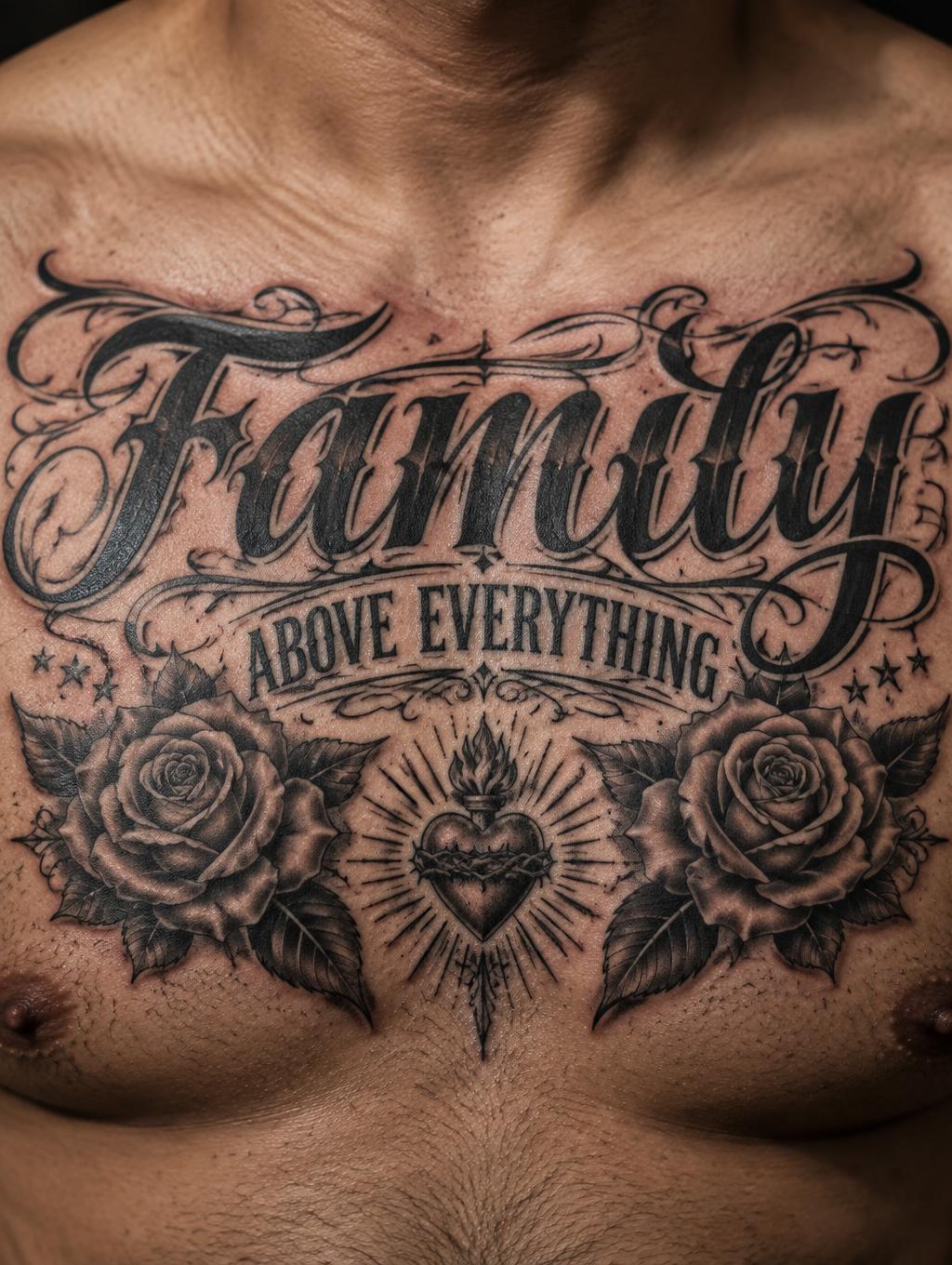 "FAMILY
ABOVE EVERYTHING" — Tattoo | AI Text Effect Generator