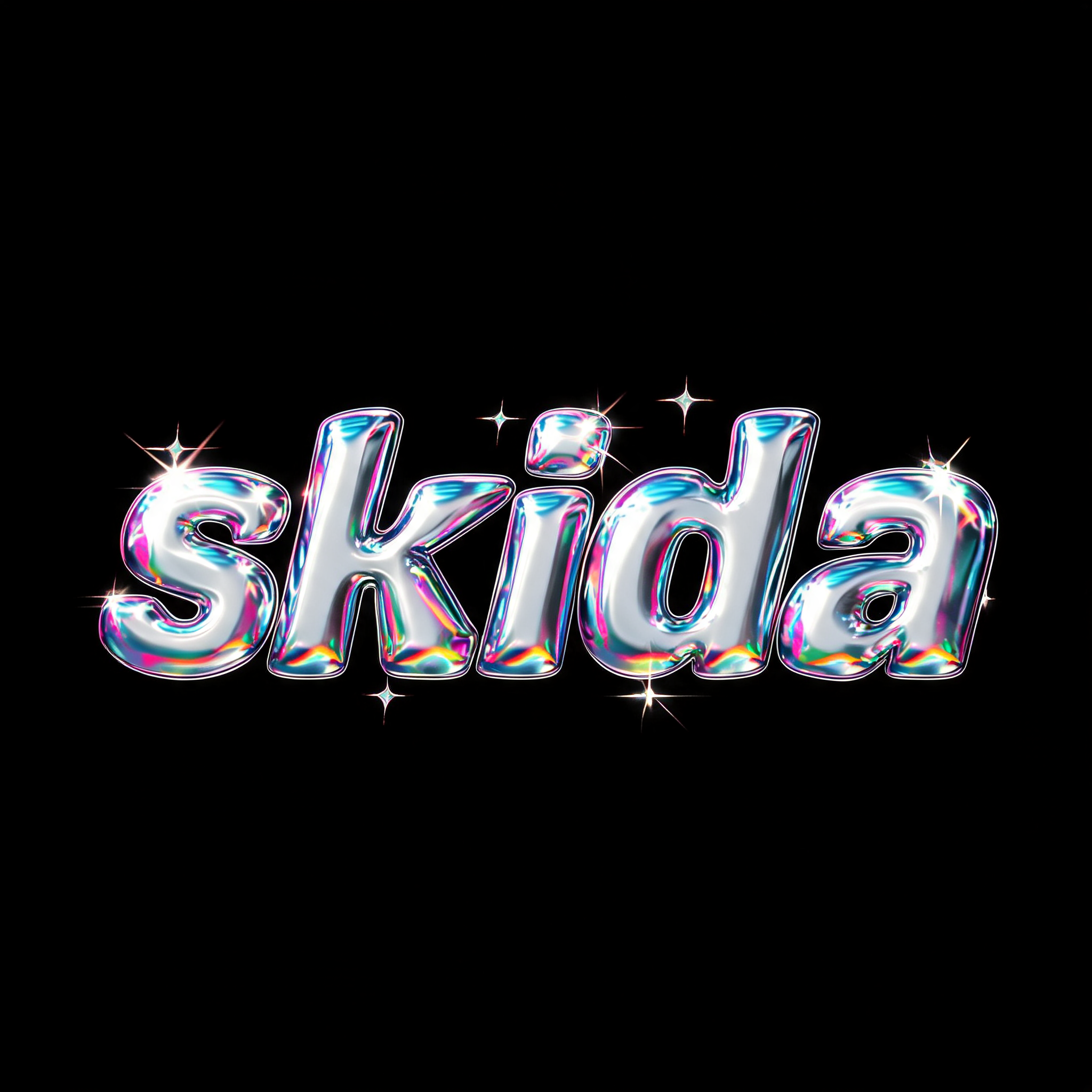 "skida" — Y2k Chrome | AI Text Effect Generator