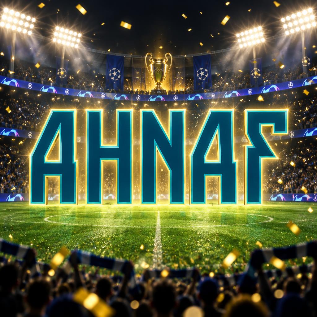 "AHNAF" — Sports Football | AI Text Effect Generator
