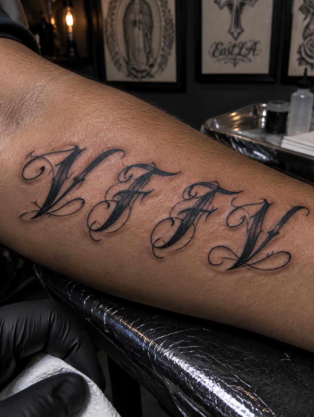 "V F F V" — Tattoo | AI Text Effect Generator