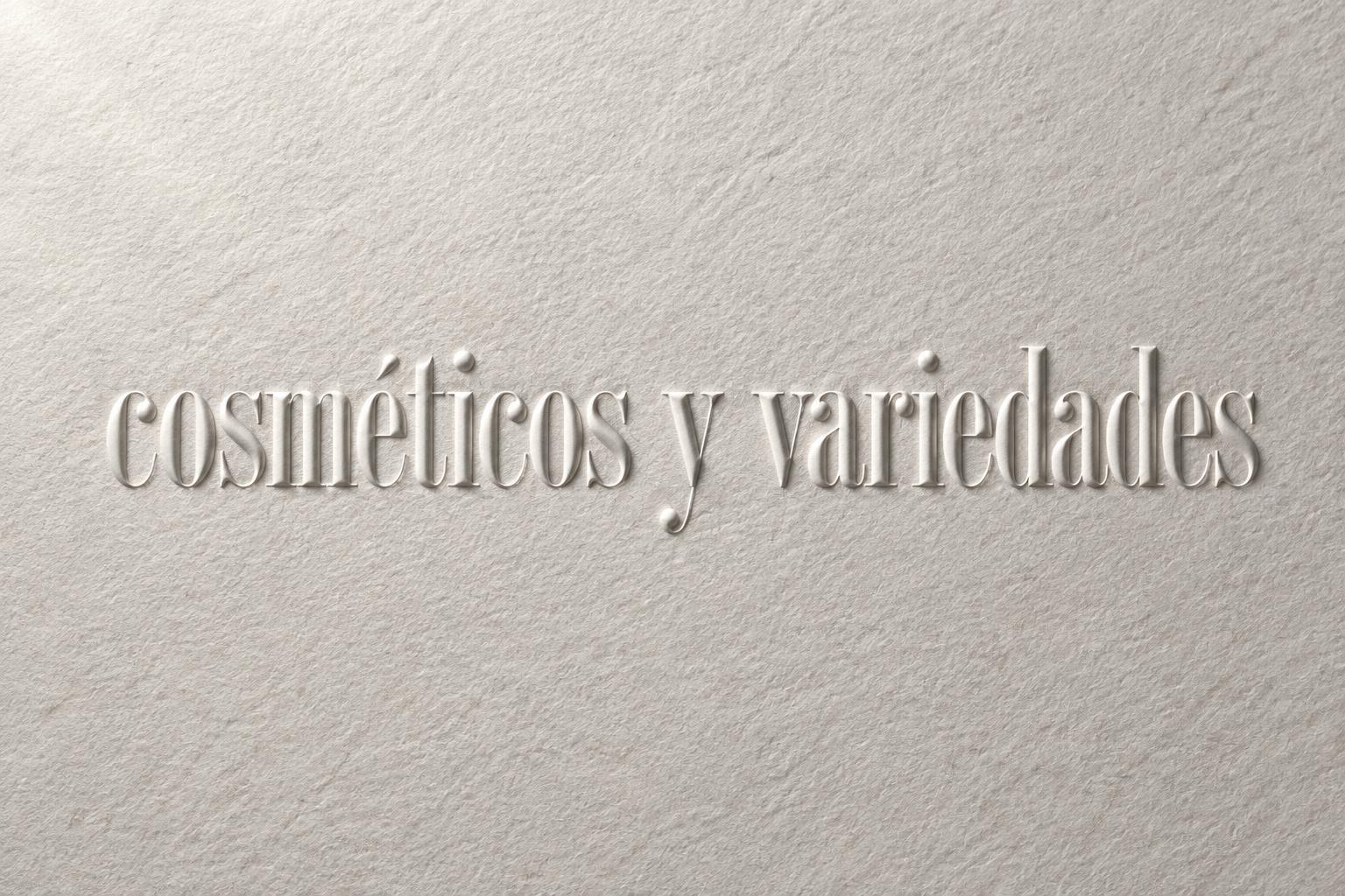 "cosméticos y variedades" — Emboss | AI Text Effect Generator