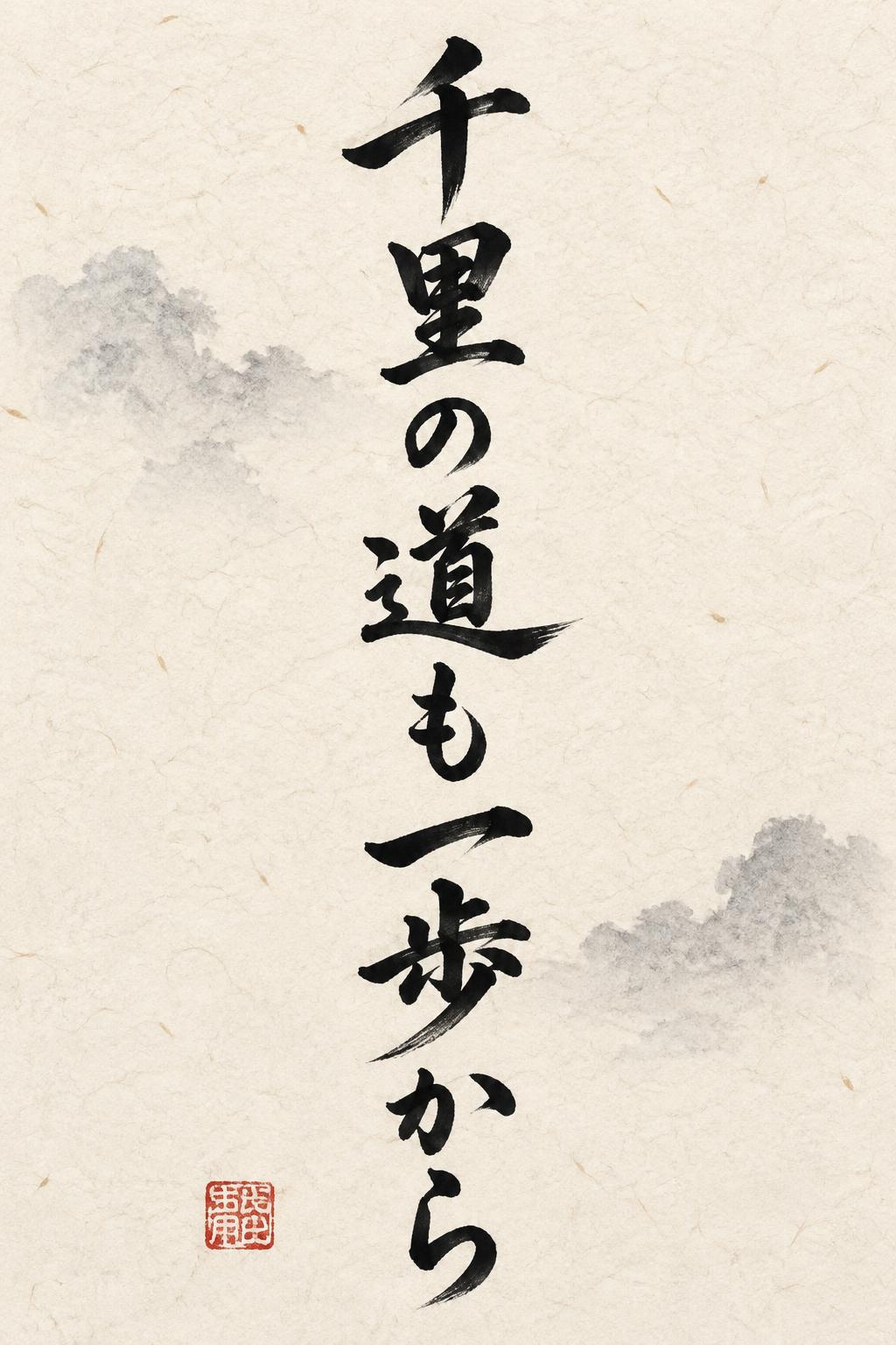 "千里の道も一歩から" — Brush Japanese Ink | AI Text Effect Generator