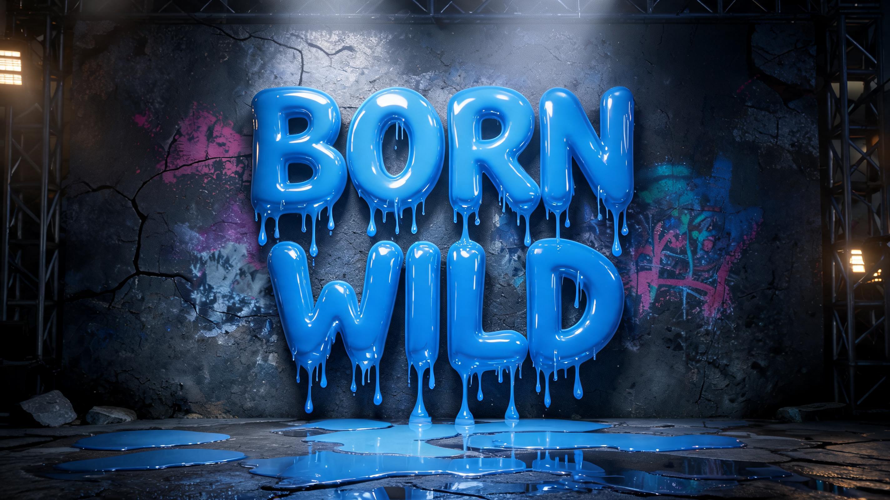 "BORN WILD" — Drip Font | AI Text Effect Generator