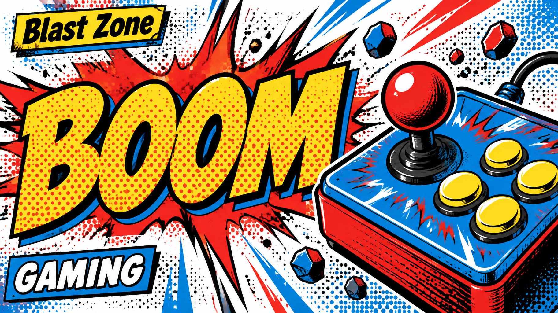 "BOOM
Blast Zone
GAMING" — Comic Book | AI Text Effect Generator