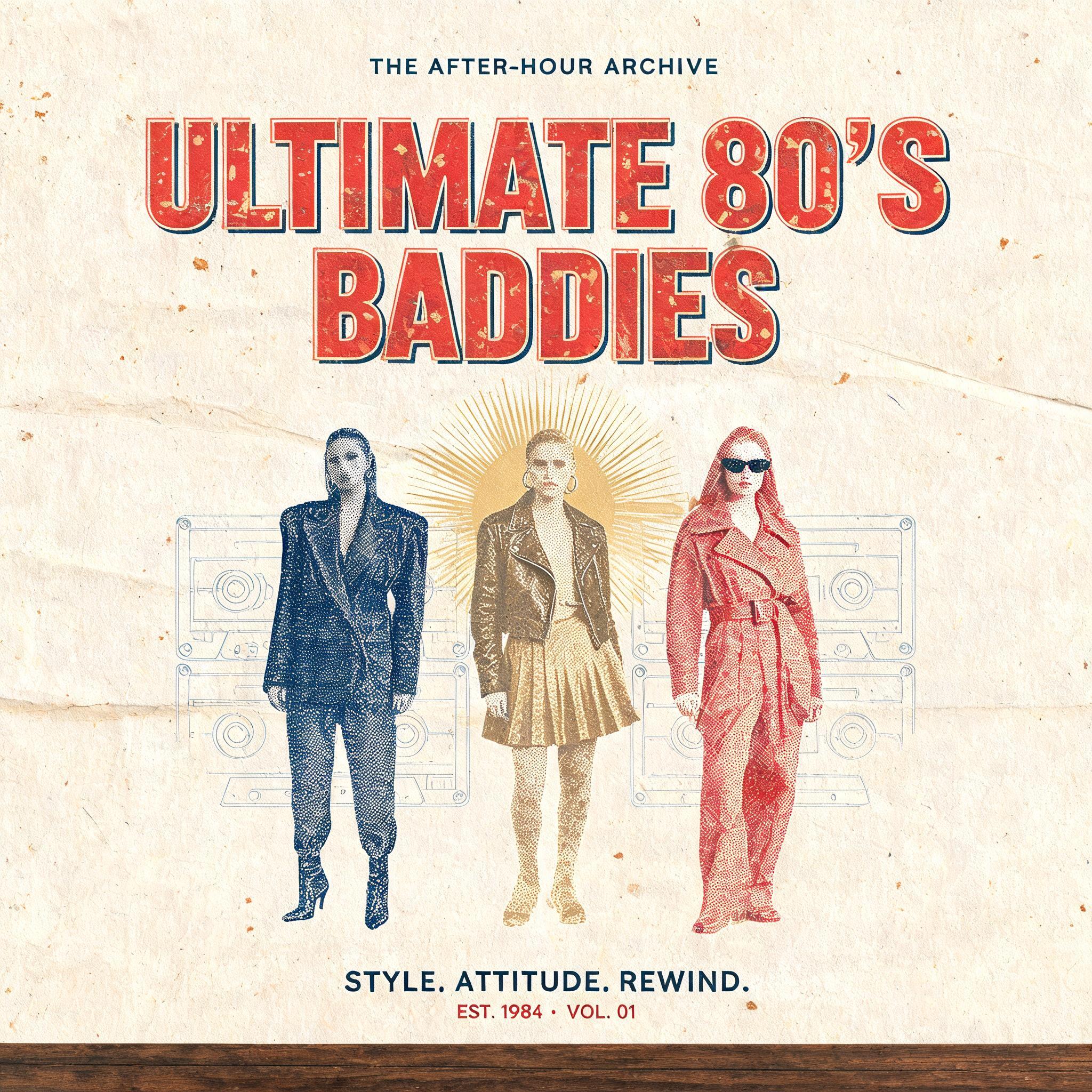 "ULTIMATE 80'S
BADDIES
THE AFTER-HOURS ARCHIVE
STYLE. ATTITUDE. REWIND.
EST. 1984 · VOL. 01" — Vintage | AI Text Effect Generator