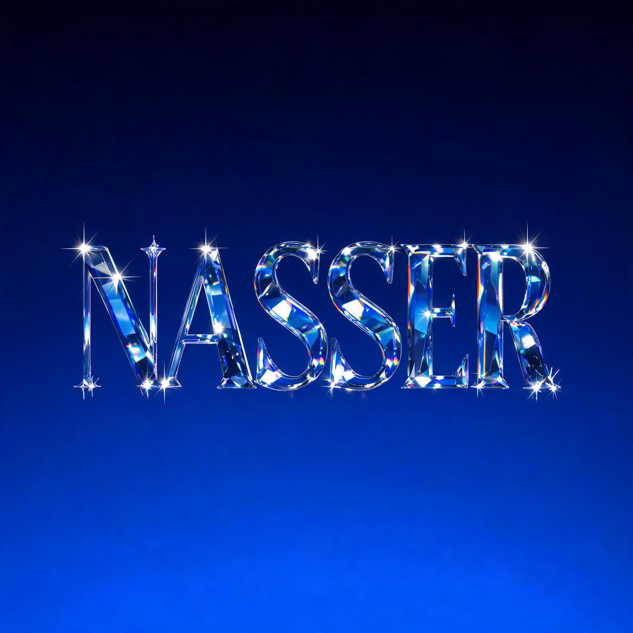 "NASSER" — Glass Crystal | AI Text Effect Generator