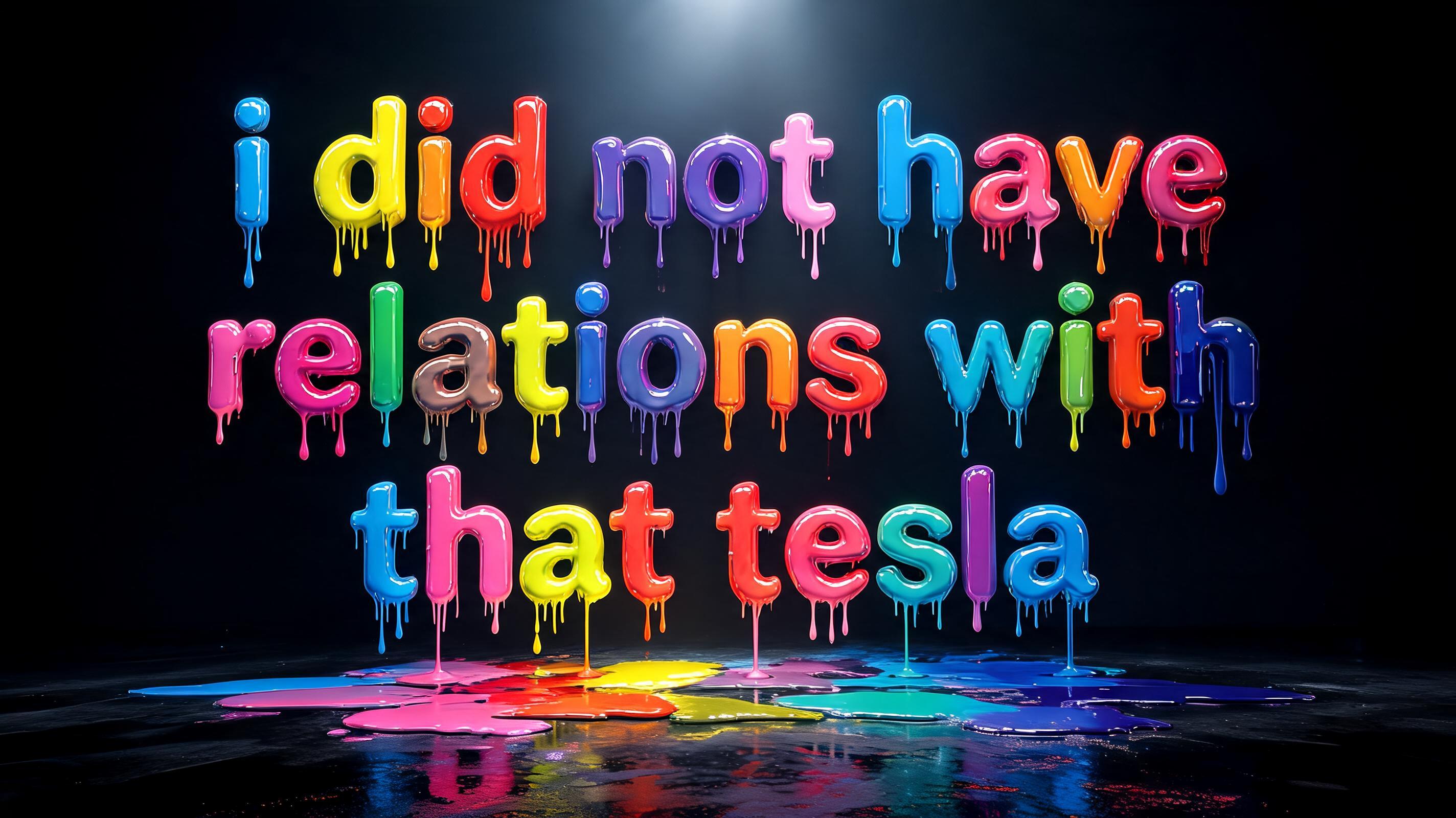 "i did not have relations with that tesla" — Drip Font | AI Text Effect Generator