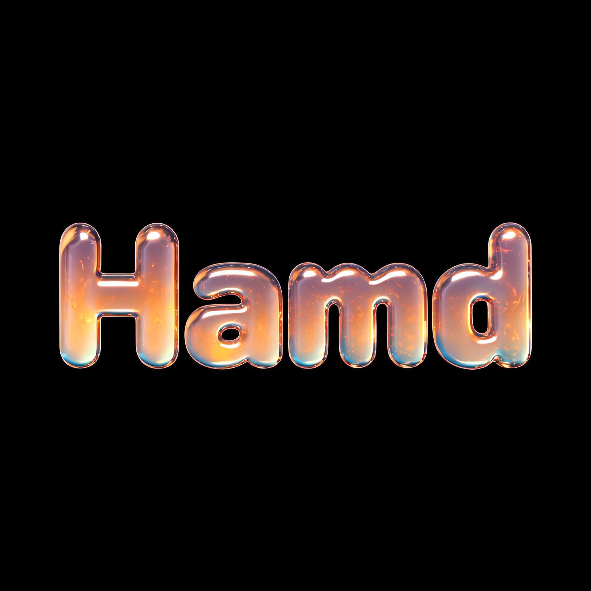 "Hamd" — Glass Liquid | AI Text Effect Generator