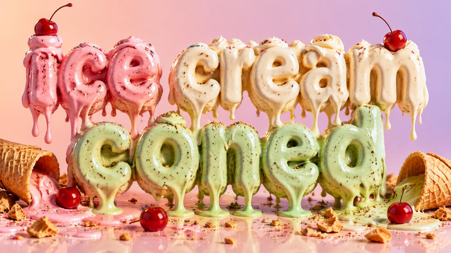 "ice cream coned" — Drip Font Ice text effect