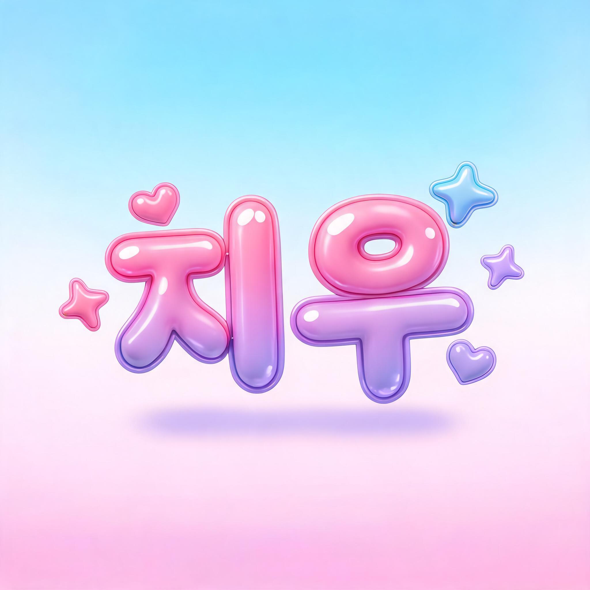 "지우" — Y2k Bubbly | AI Text Effect Generator