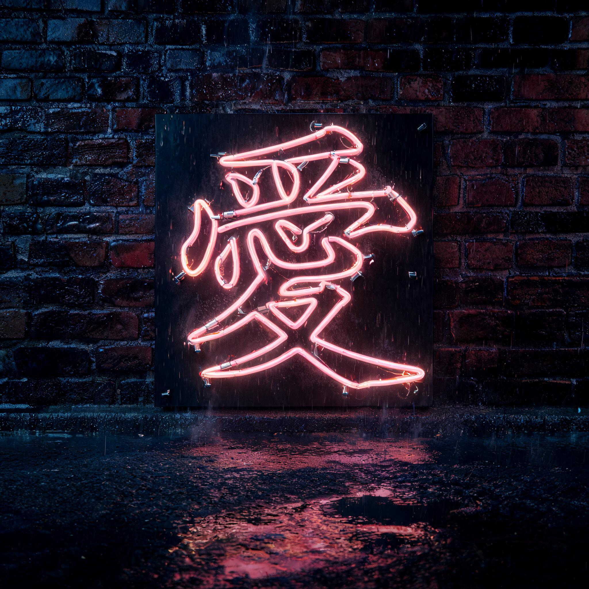 "愛" — Neon Sign | AI Text Effect Generator