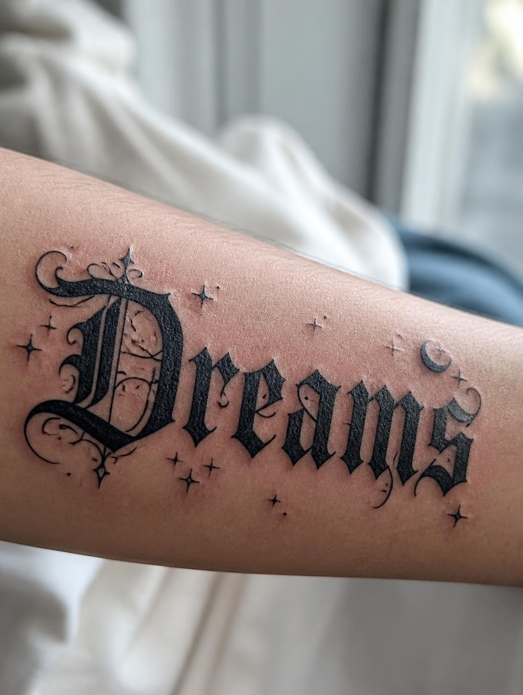 "Dreams" — Tattoo text effect