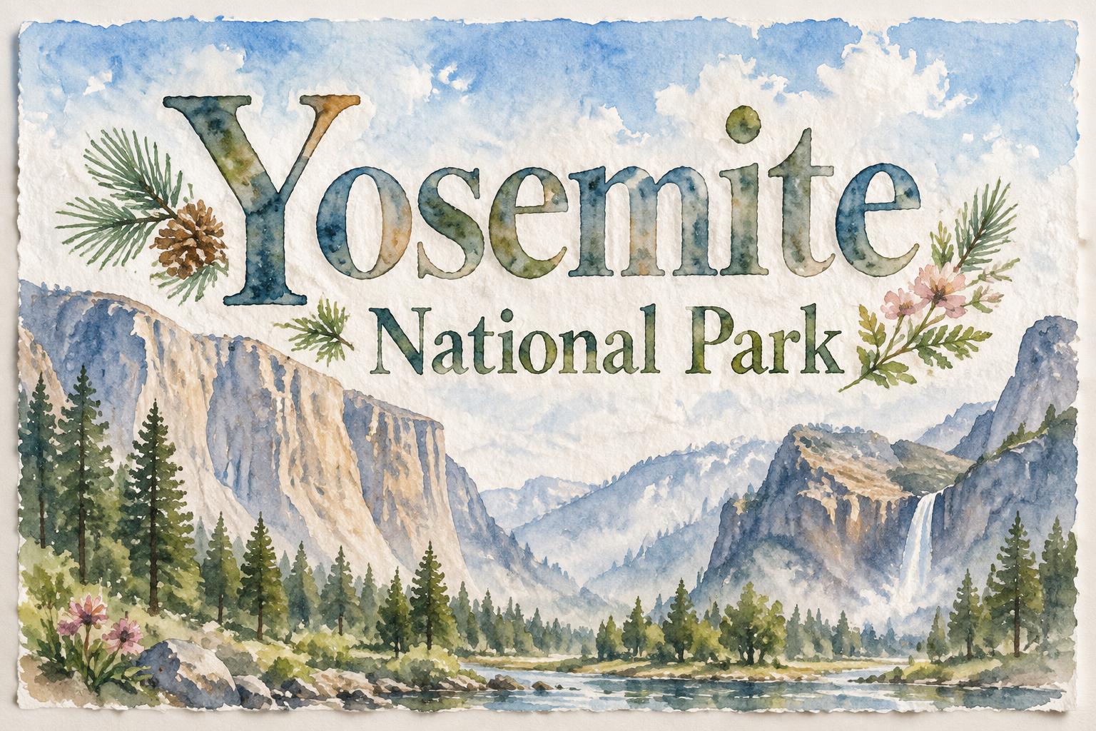 "Yosemite National Park" — Watercolor | AI Text Effect Generator