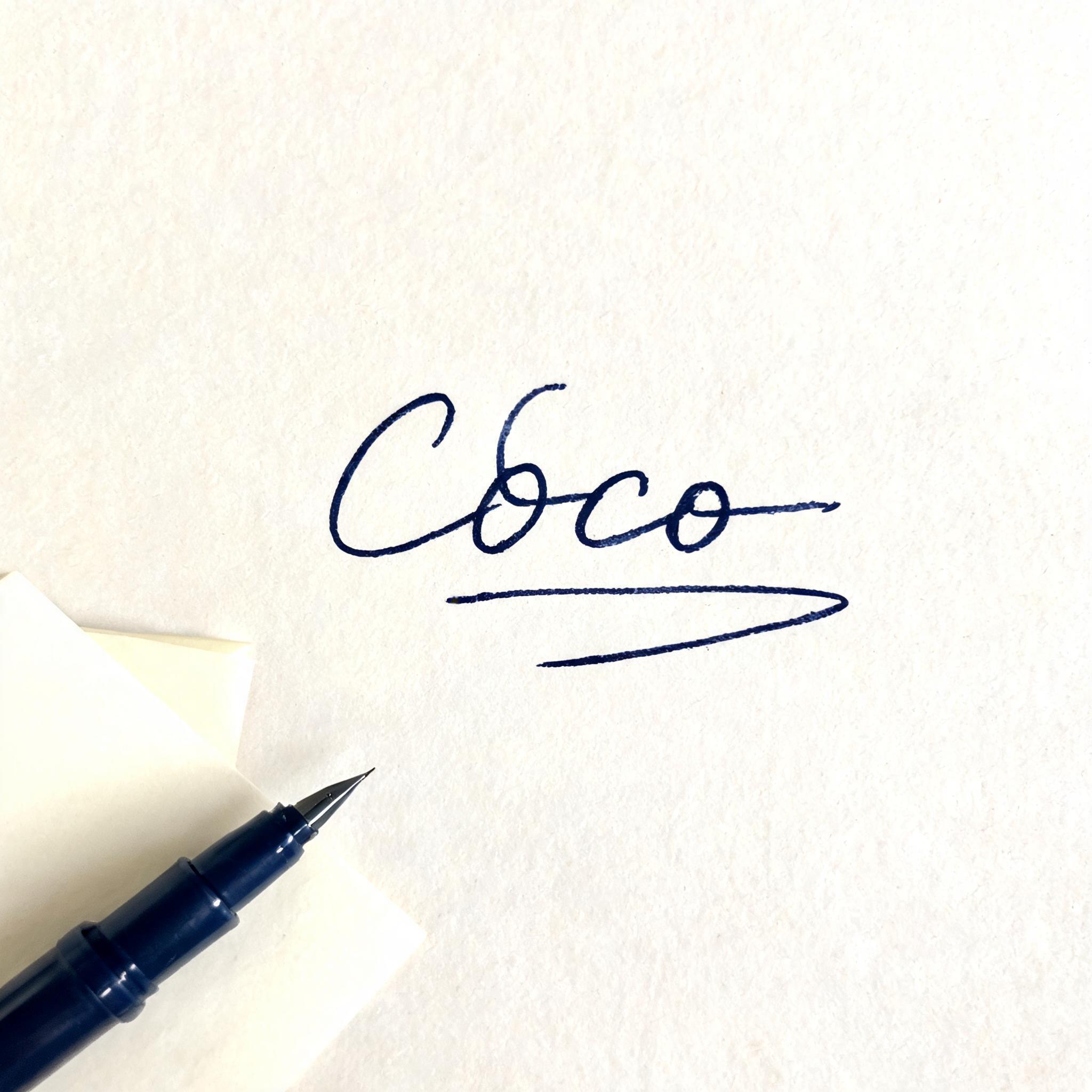 "coco" — Cursive Signature | AI Text Effect Generator