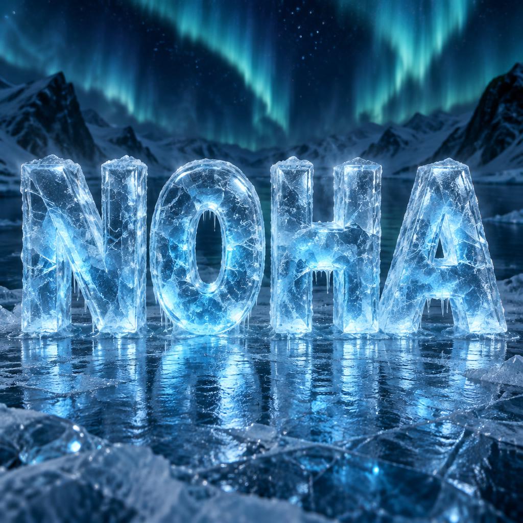 "NOHA" — Glass Frozen | AI Text Effect Generator