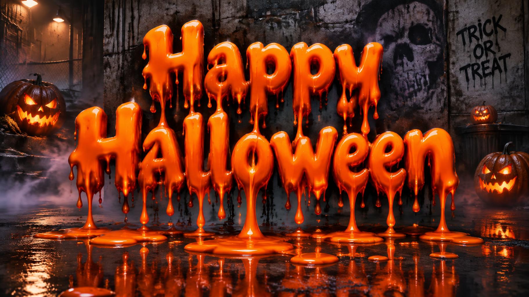 "Happy Halloween" — Drip Font | AI Text Effect Generator