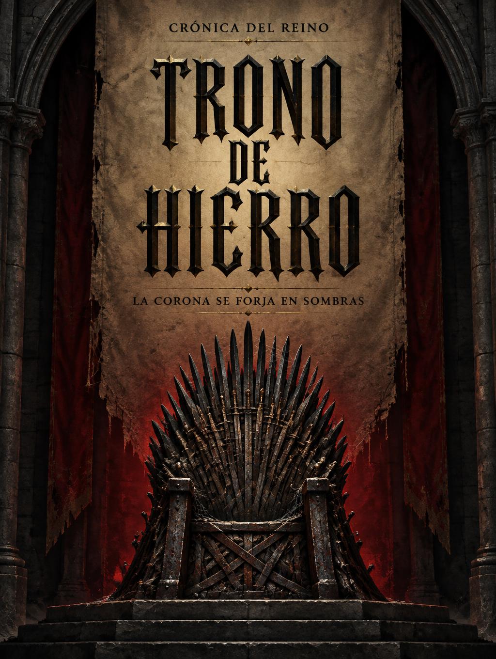 "TRONO DE HIERRO
CRÓNICA DEL REINO
LA CORONA SE FORJA EN SOMBRAS" — Gothic Font | AI Text Effect Generator