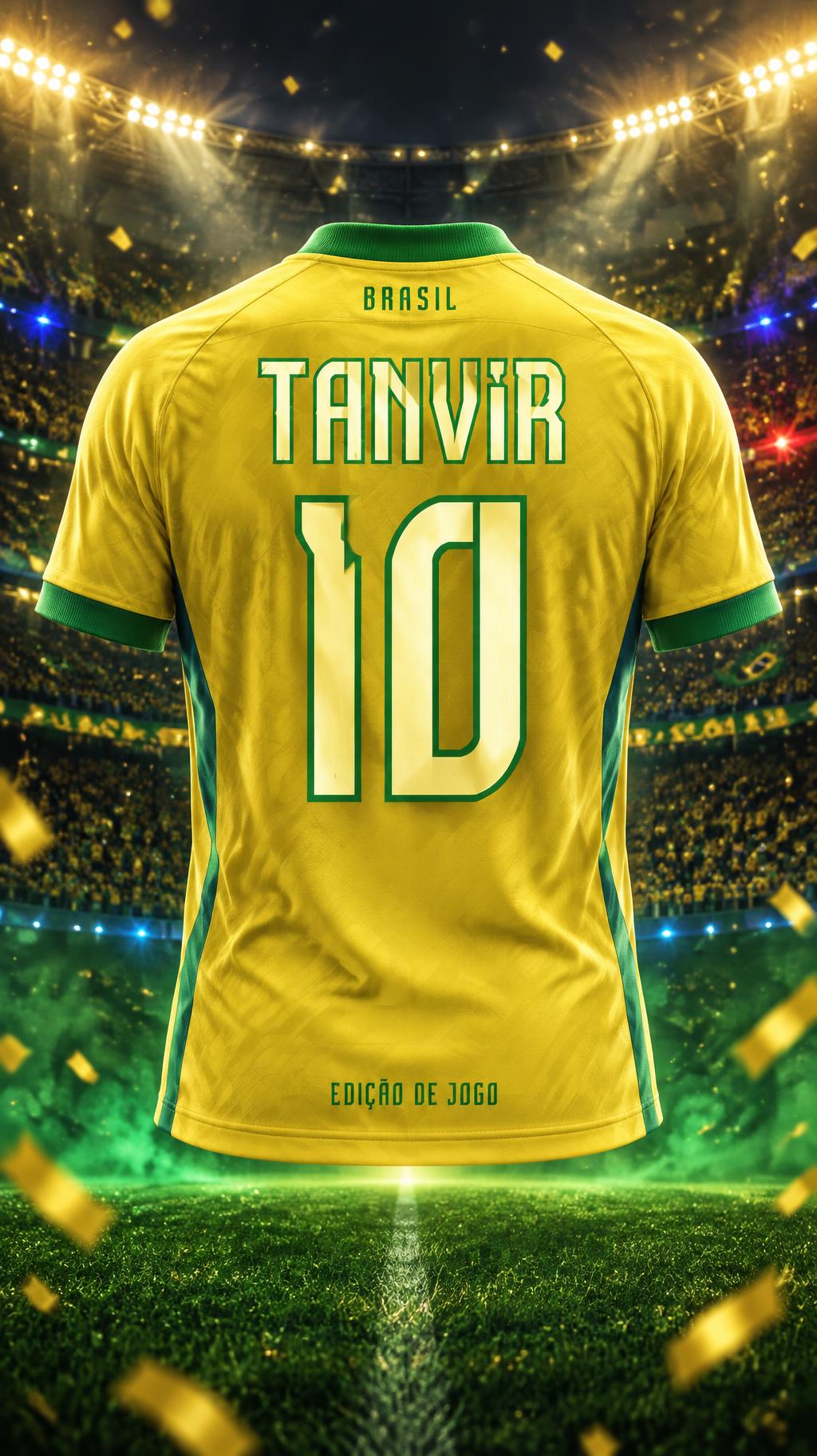 "TANViR
BRASIL
10
EDIÇÃO DE JOGO" — Sports Football | AI Text Effect Generator