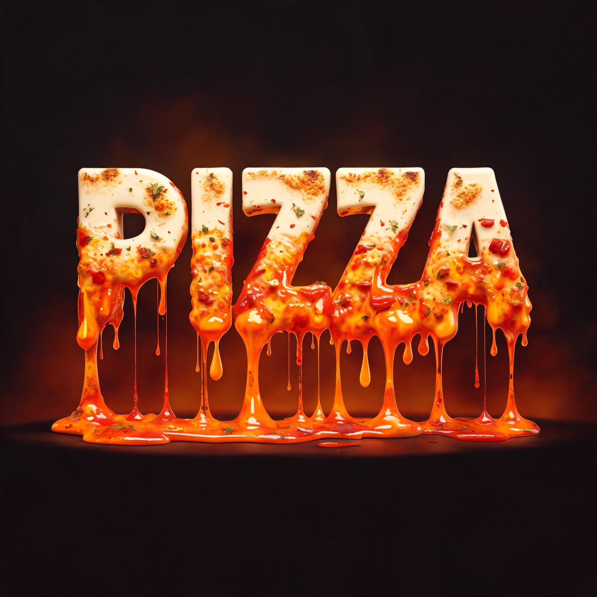"pizza" — Drip Font Melting | AI Text Effect Generator