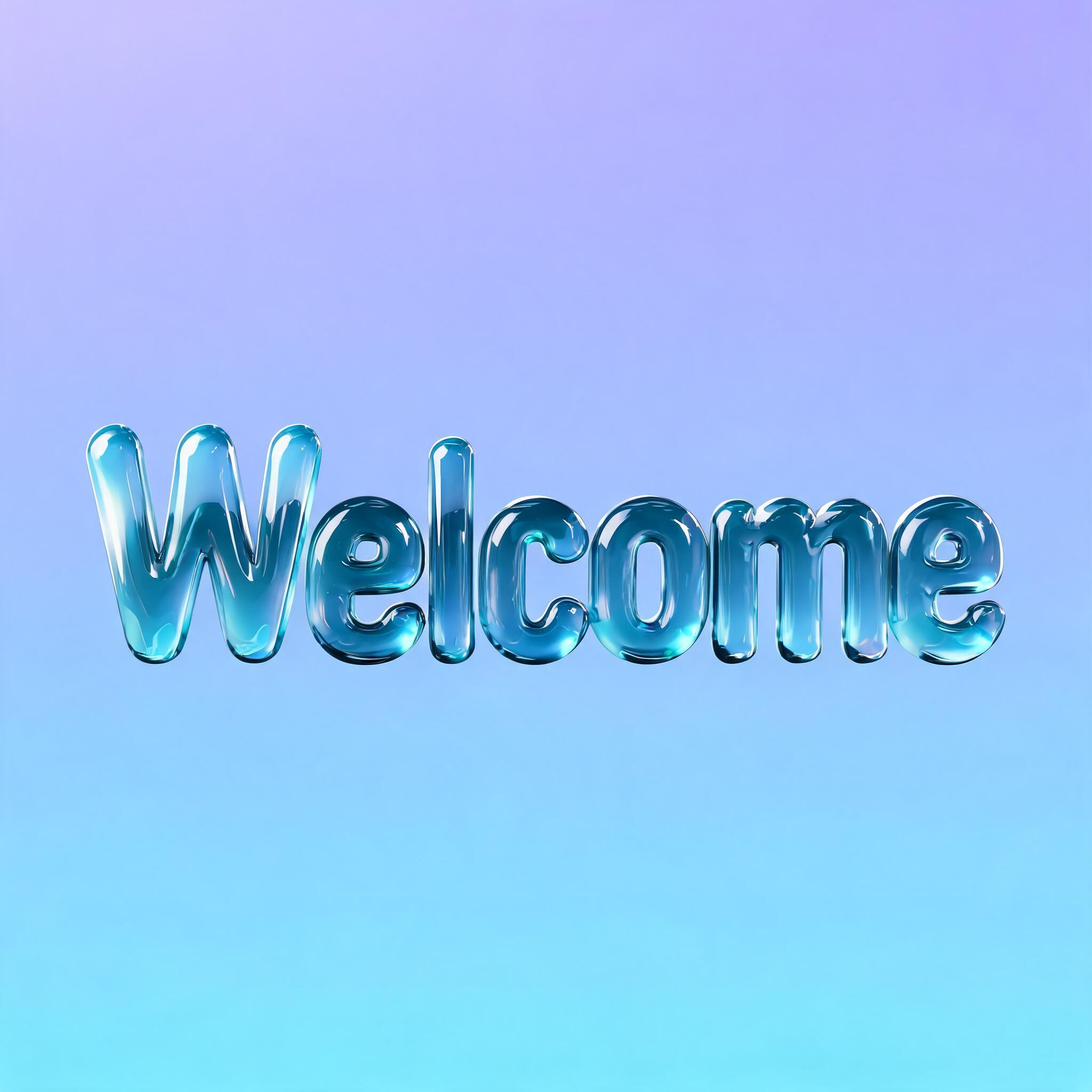 "Welcome" — Glass Liquid | AI Text Effect Generator