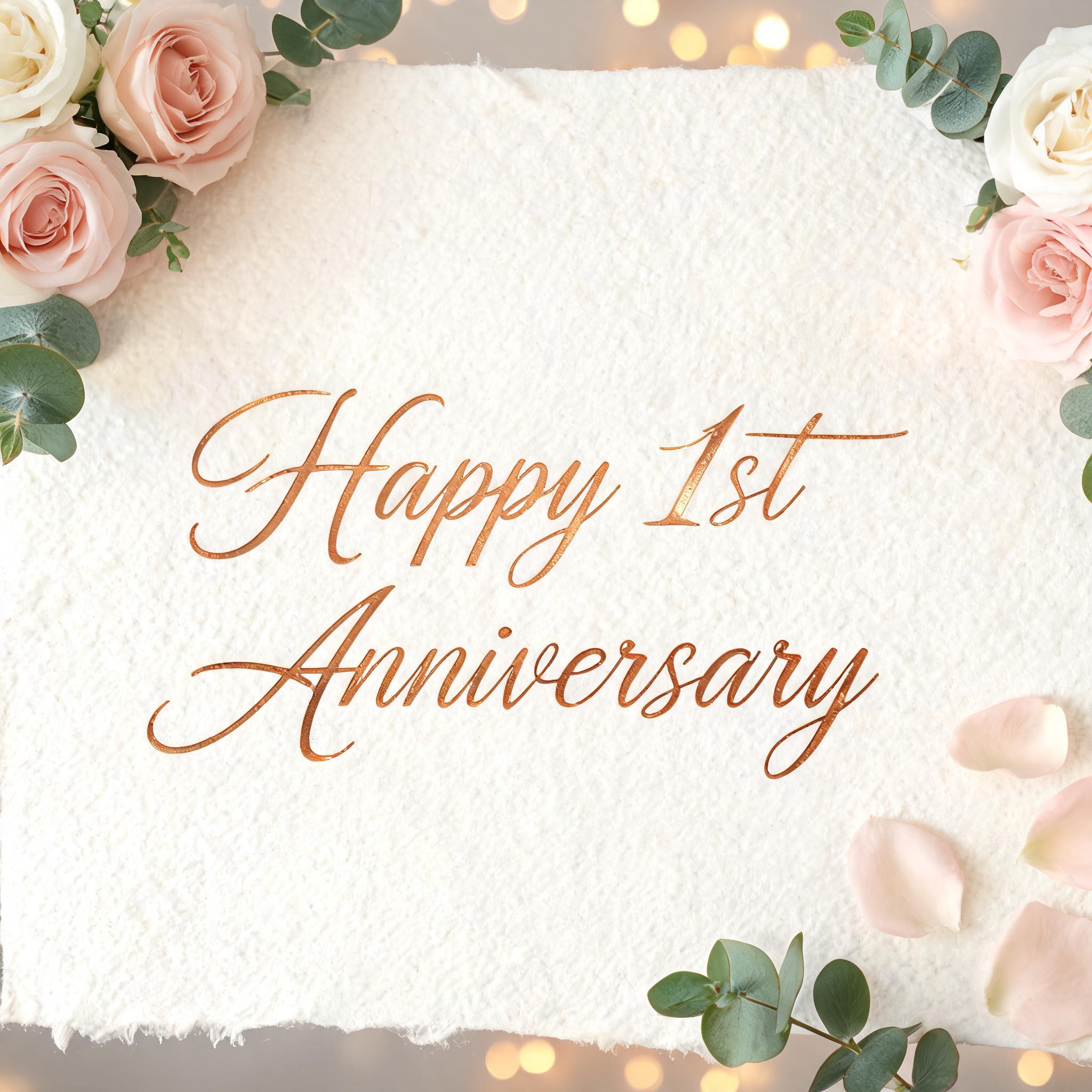 "Happy 1st Anniversary " — Wedding | AI Text Effect Generator