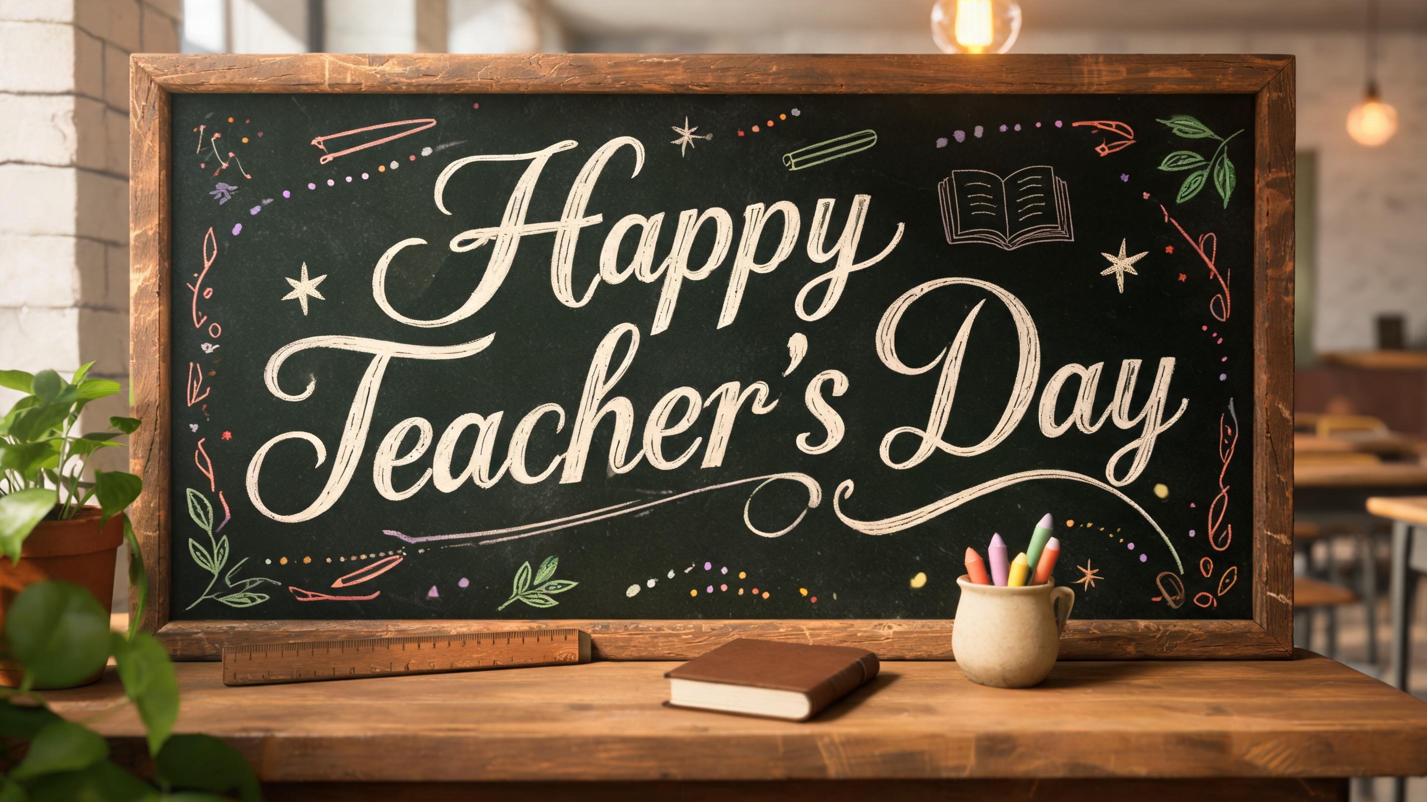 "Happy Teacher's Day" — Chalk | AI Text Effect Generator