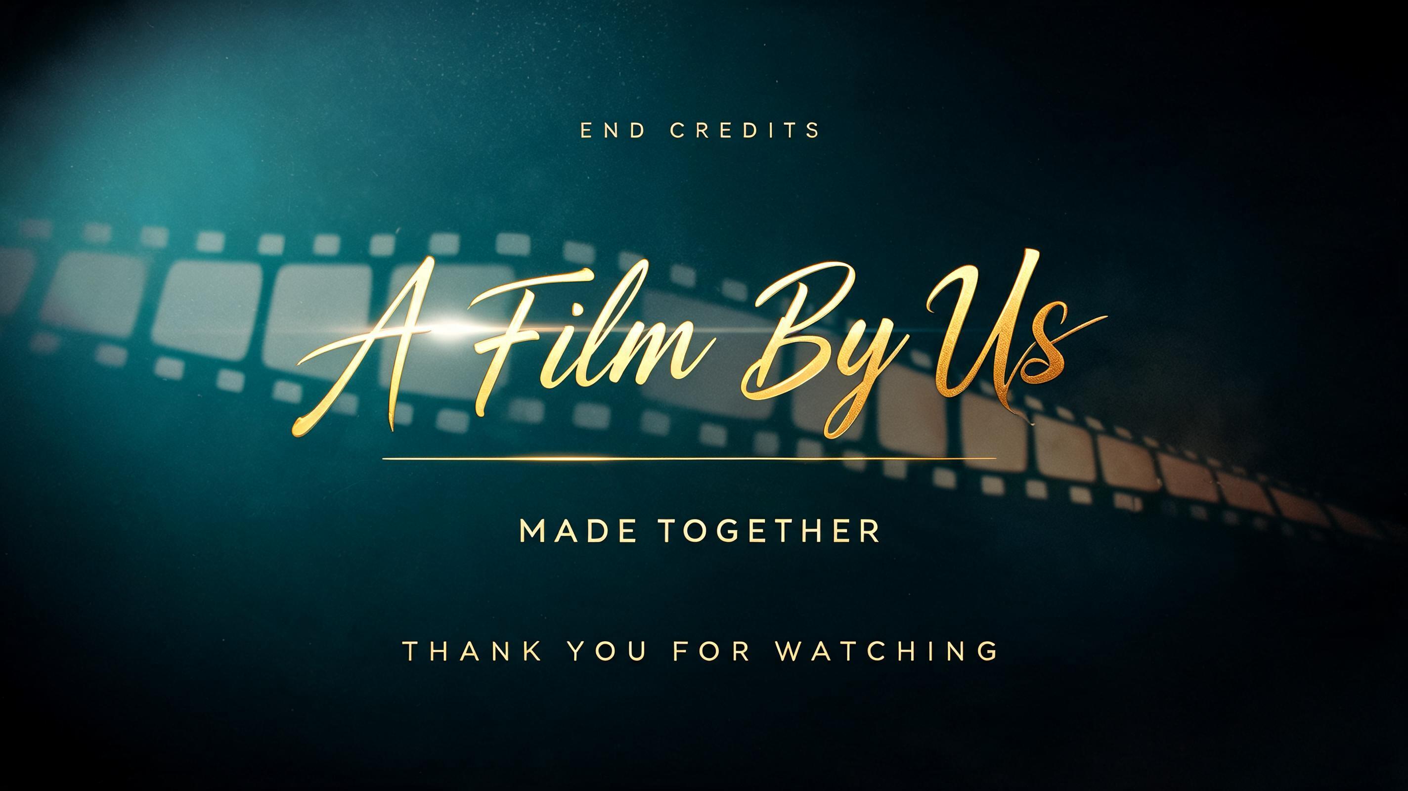 "A Film By Us
END CREDITS
MADE TOGETHER
THANK YOU FOR WATCHING" — Cinematic | AI Text Effect Generator