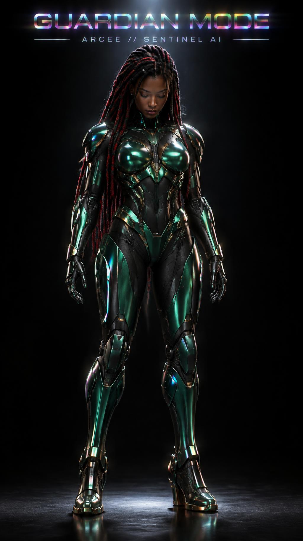 "GUARDIAN MODE
ARCEE // SENTINEL AI" — Holographic | AI Text Effect Generator