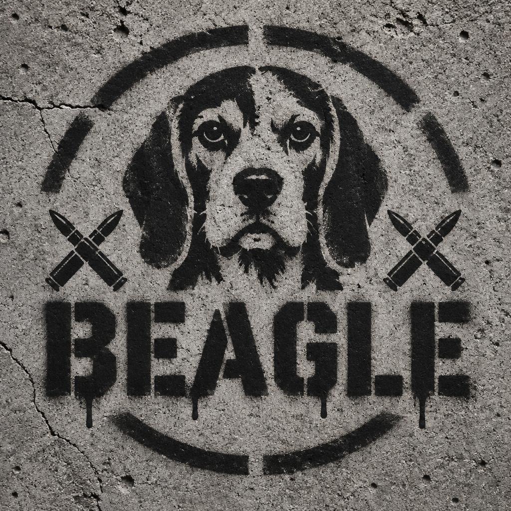 "BEAGLE" — Stencil text effect