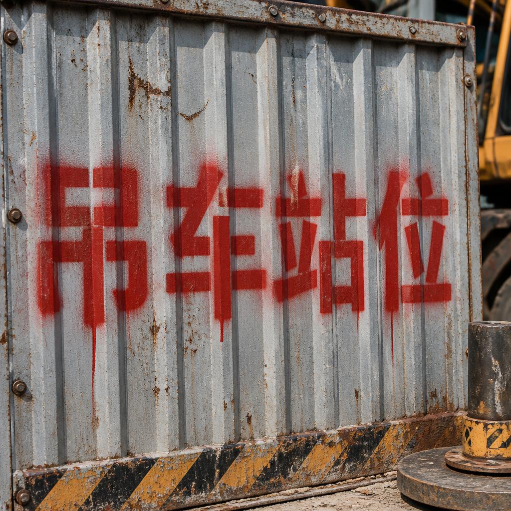 "吊车站位" — Stencil text effect