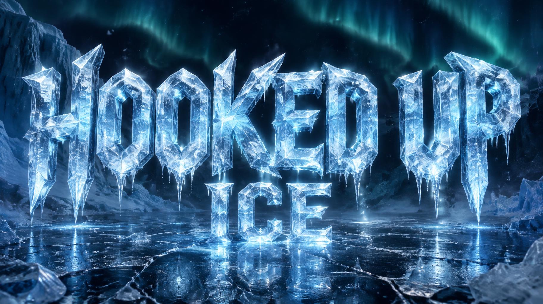 "HOOKED UP ICE" — Glass Frozen | AI Text Effect Generator