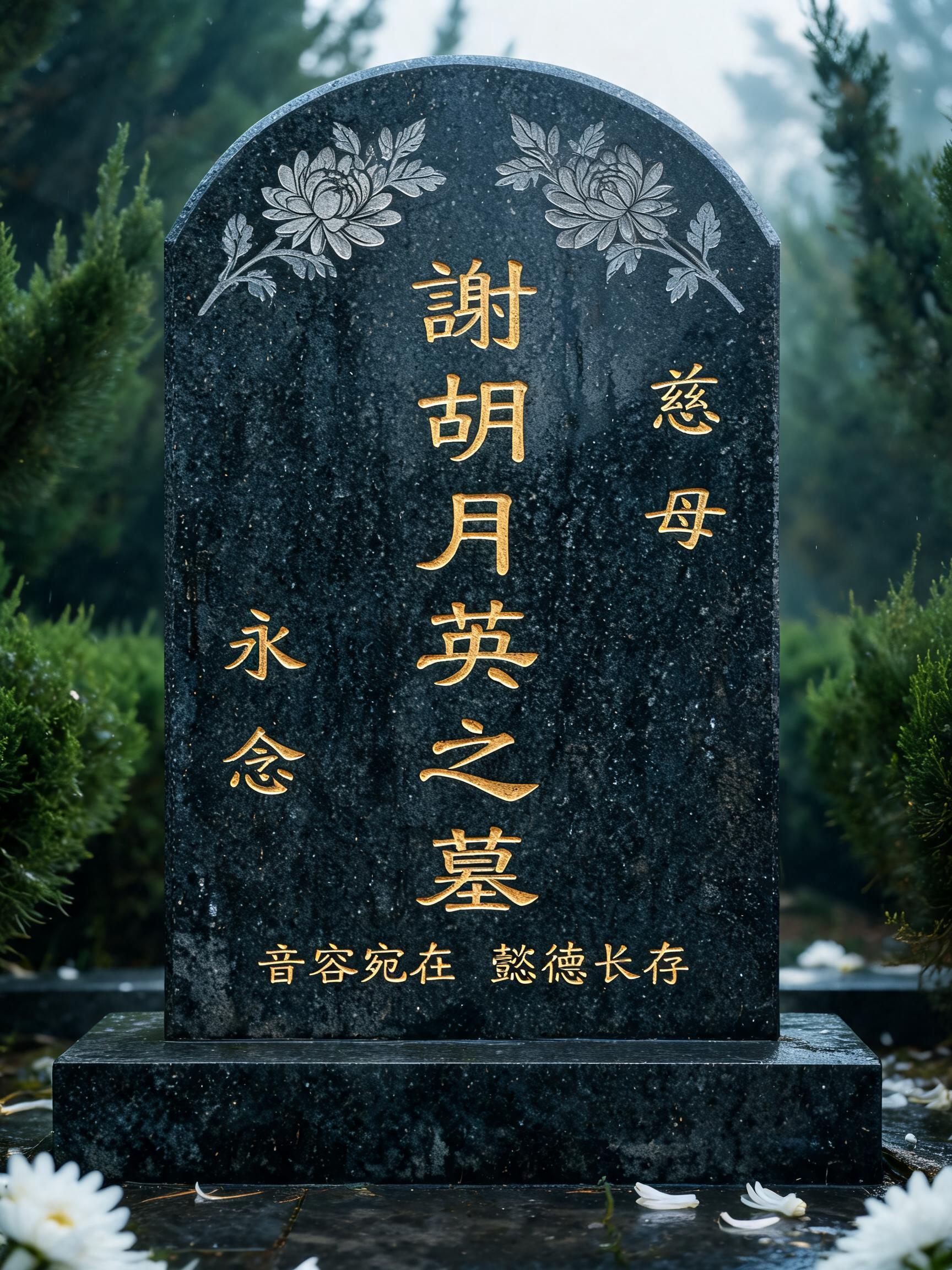 "謝胡月英之墓" — Brush Chinese Ink | AI Text Effect Generator