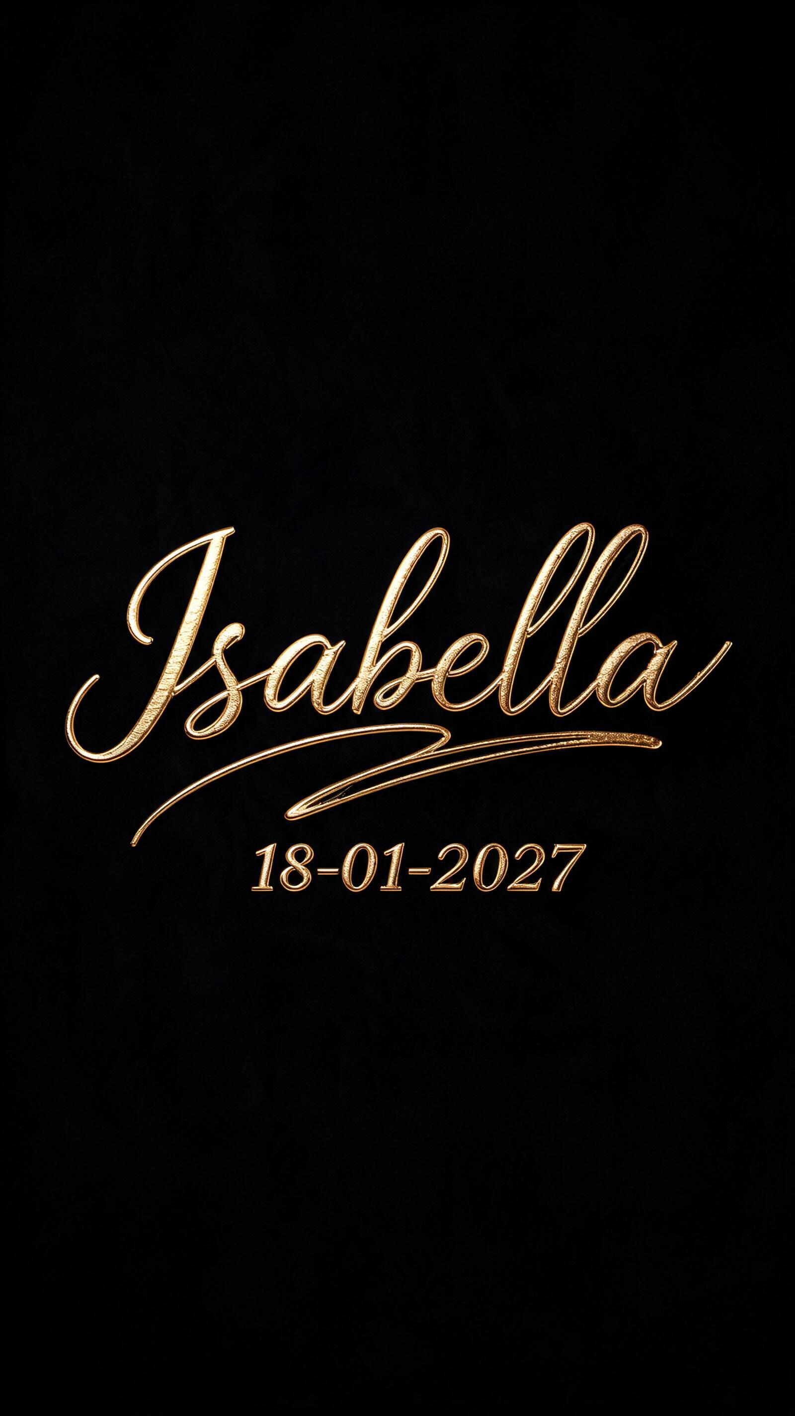 "Isabella
18-01-2027" — Luxury Gold | AI Text Effect Generator