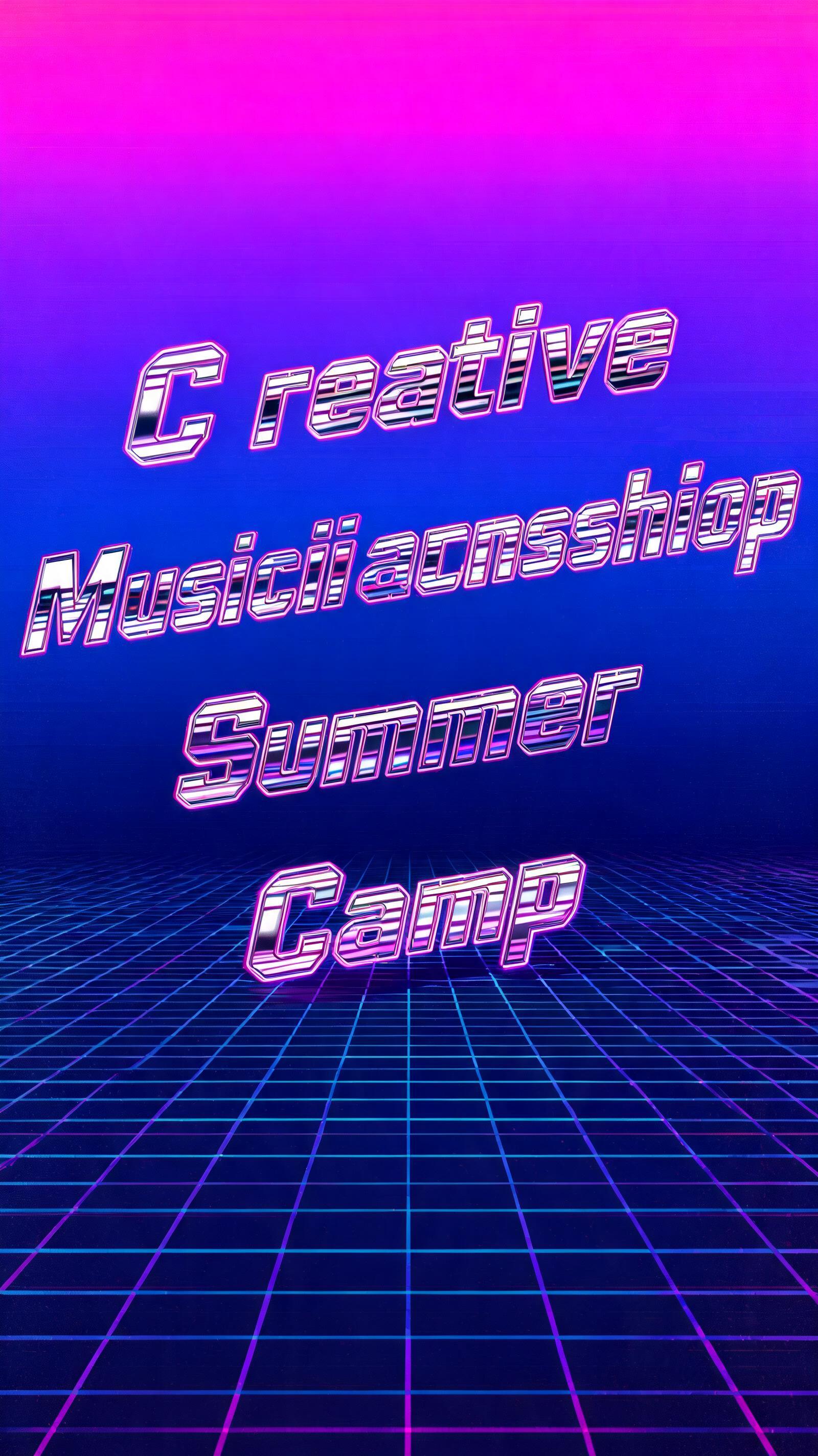 "C r e a t i v e   M u s i c i a n s h i p   S u m m e r   C a m p" — Neon 80s | AI Text Effect Generator