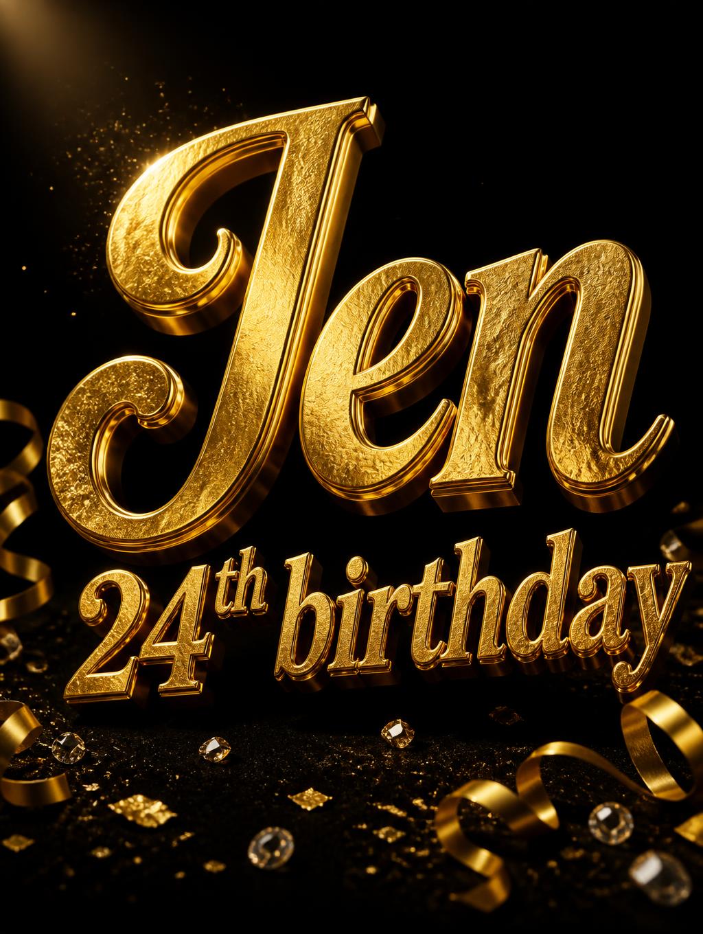 "Jen 24th birthday" — Luxury Gold | AI Text Effect Generator