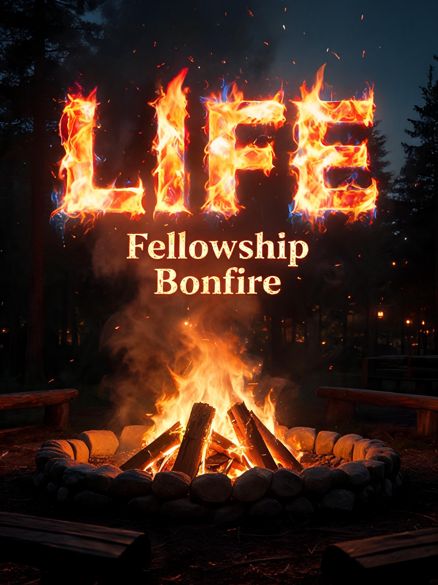 "LIFE Fellowship Bonfire" — Fire Smoke | AI Text Effect Generator