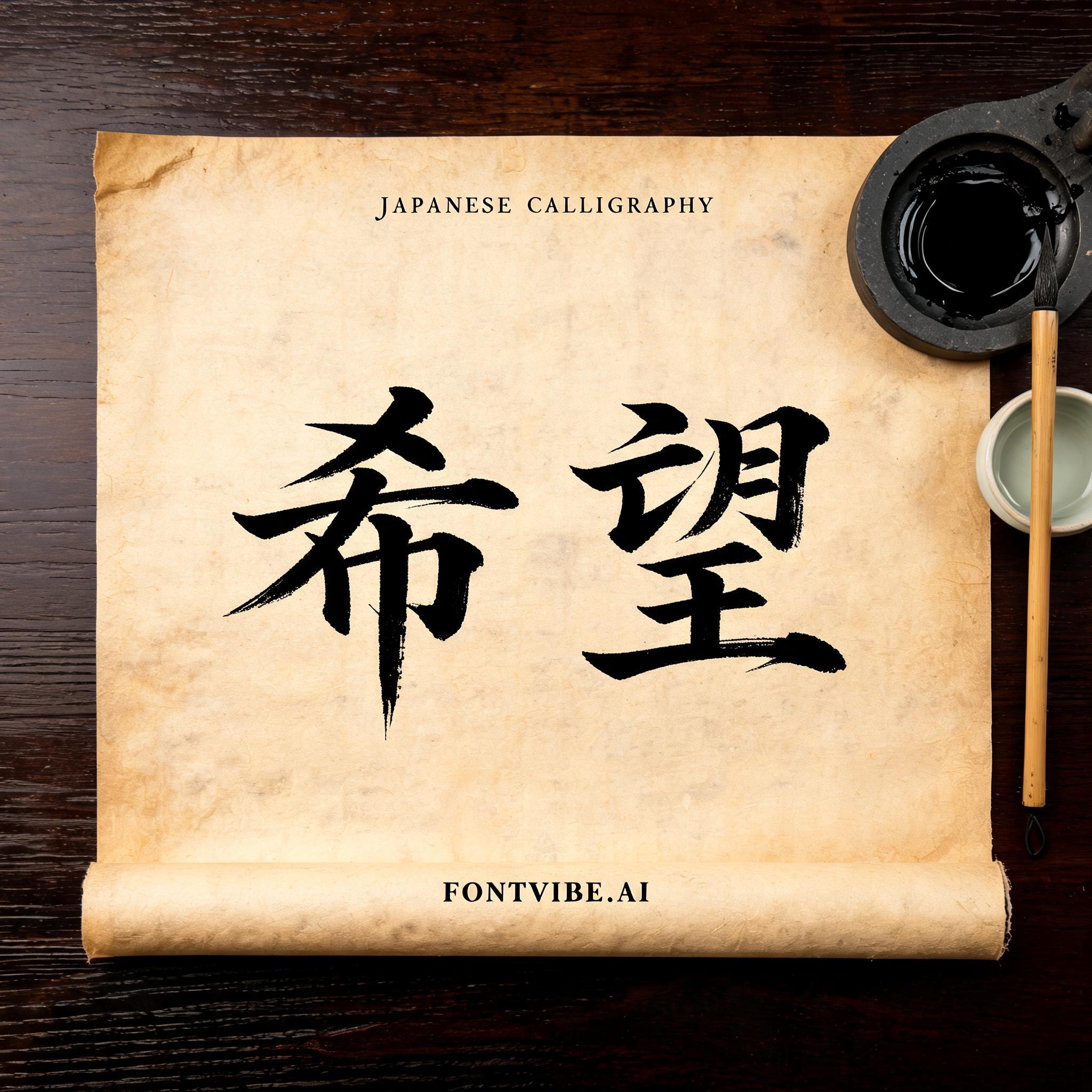 "希望" — Brush Japanese Ink | AI Text Effect Generator