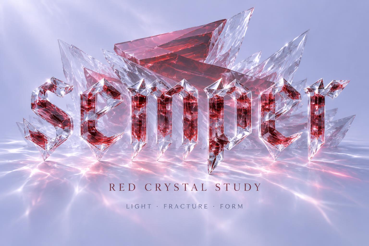 "semper
RED CRYSTAL STUDY
LIGHT · FRACTURE · FORM" — Glass | AI Text Effect Generator