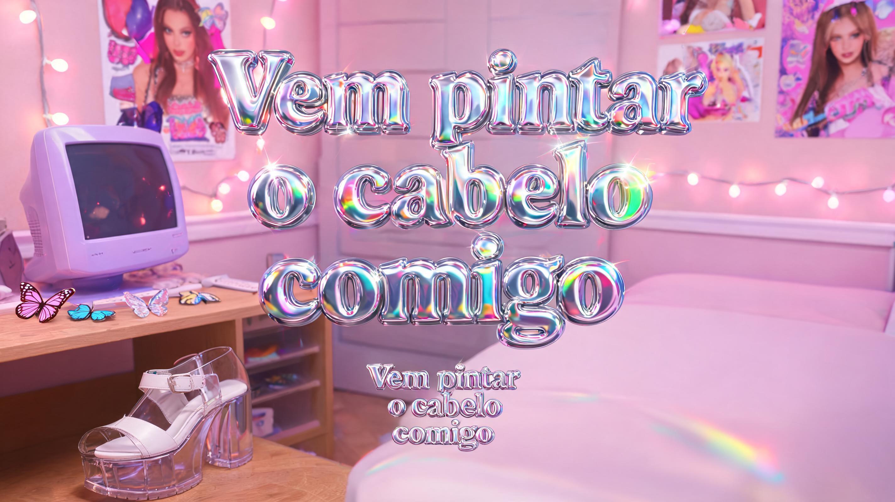 "Vem pintar 
o cabelo 
comigo" — Y2k Chrome | AI Text Effect Generator