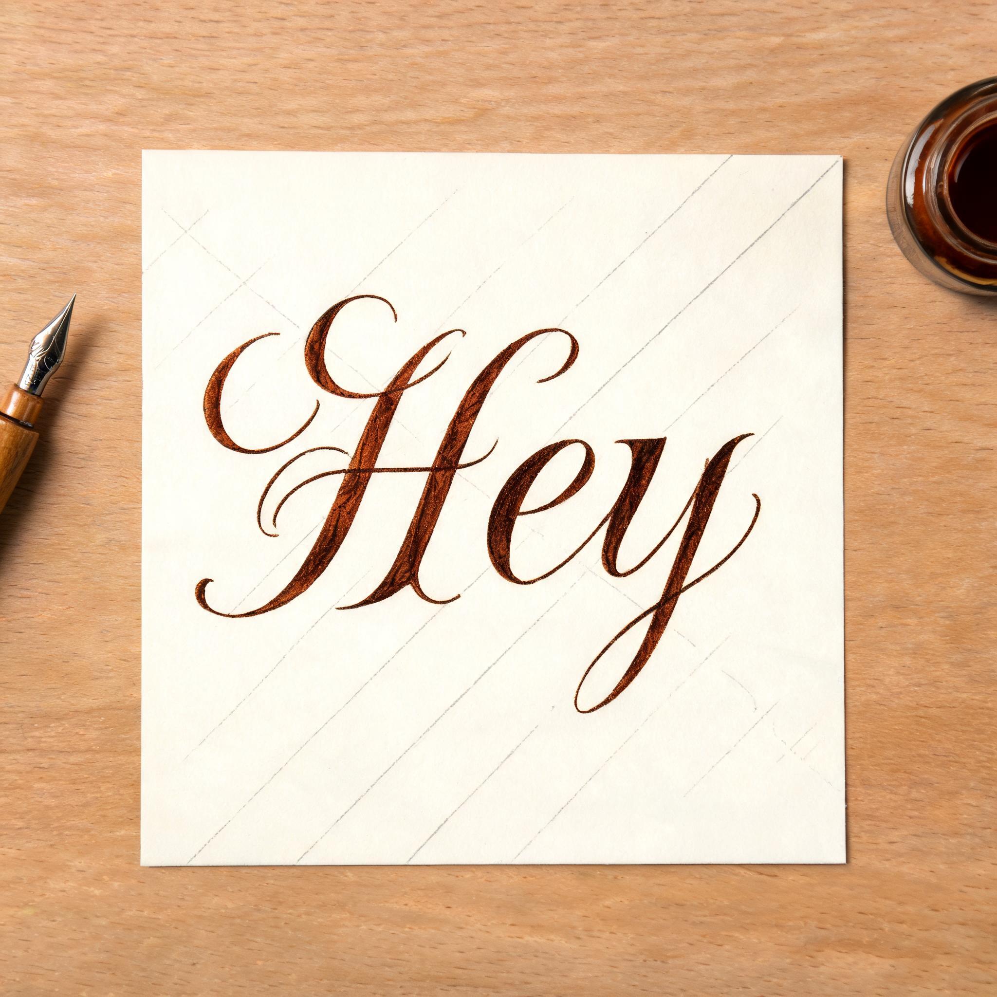 "Hey" — Cursive Calligraphy | AI Text Effect Generator
