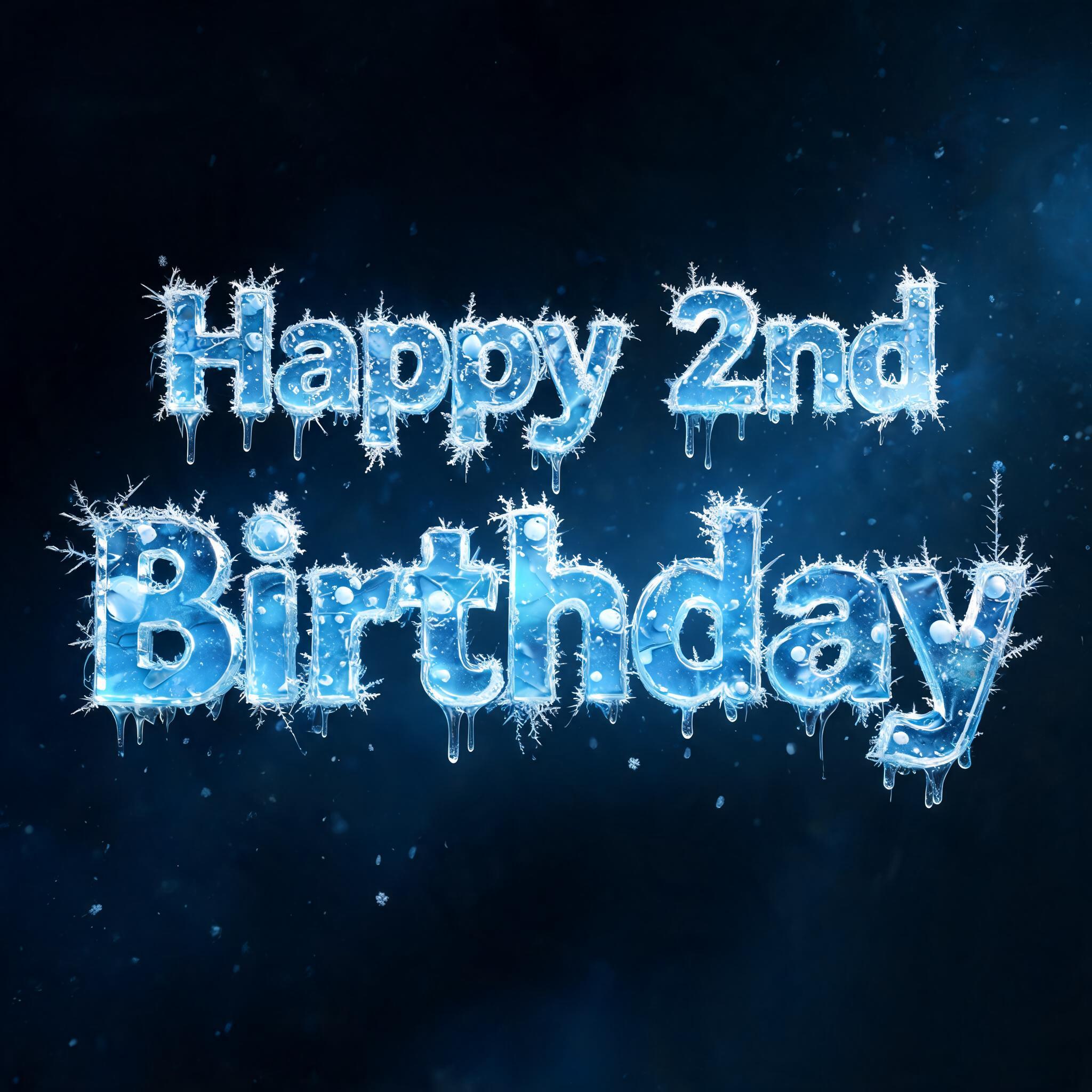 "Happy 2nd Birthday" — Glass Frozen | AI Text Effect Generator