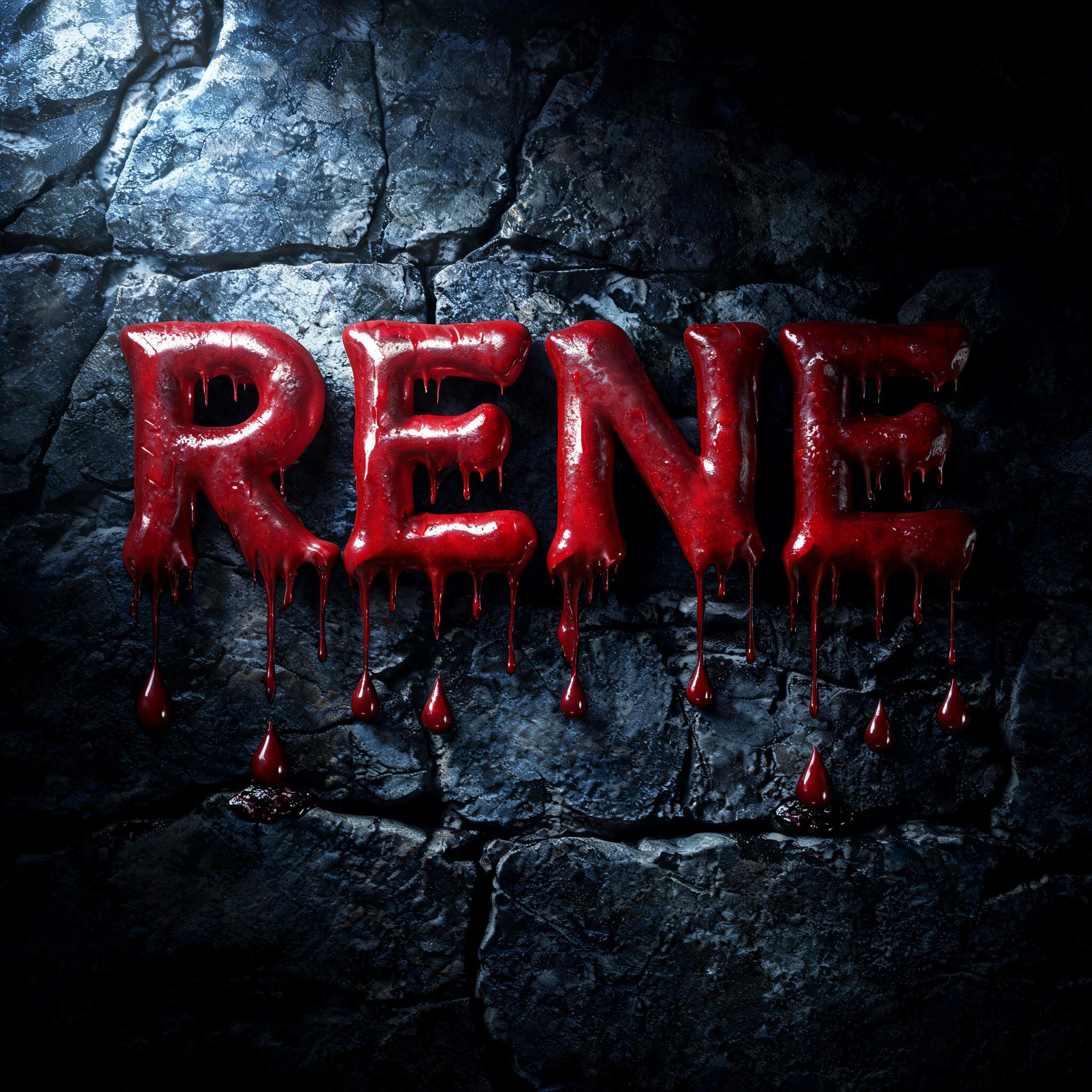 "RENE" — Drip Font Blood | AI Text Effect Generator