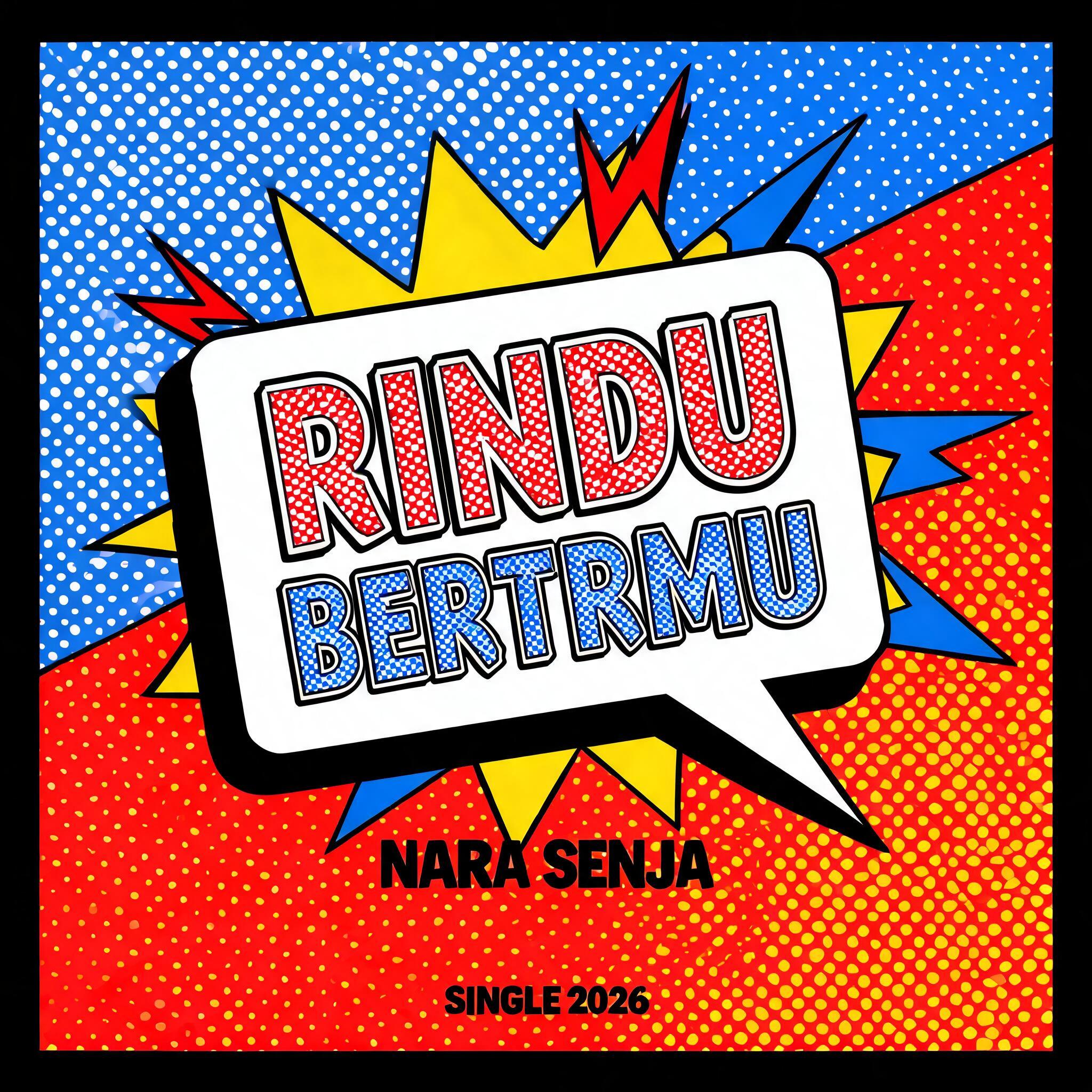 "Rindu Bertrmu
NARA SENJA
SINGLE 2026" — Pop Art text effect