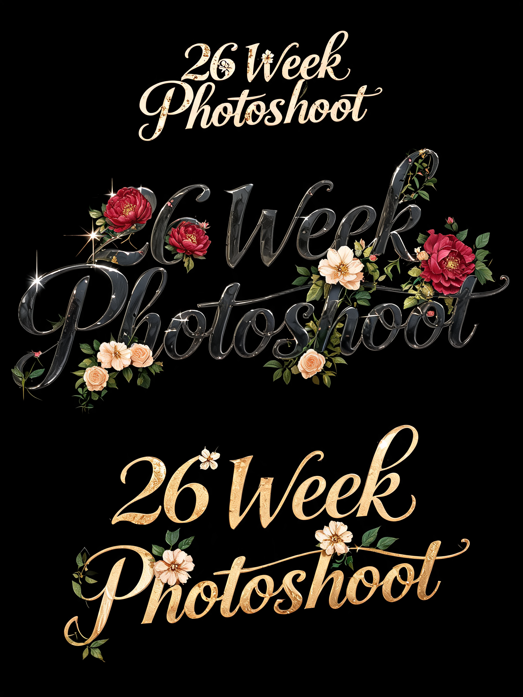 "26 Week Photoshoot 
26 Week Photoshoot
26 Week Photoshoot" — Floral text effect